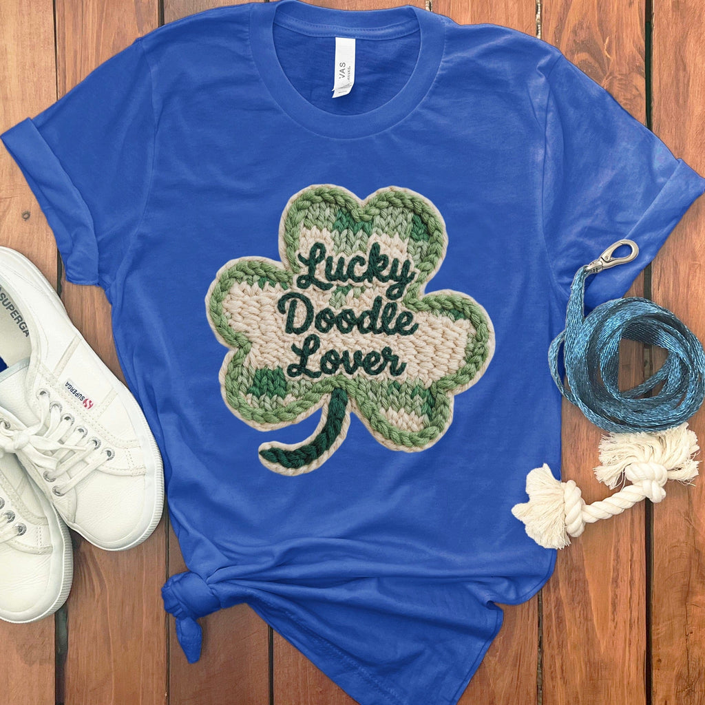Faux Yarn Shamrock Doodle T-Shirt in True Royal / S by Puppy Jo
