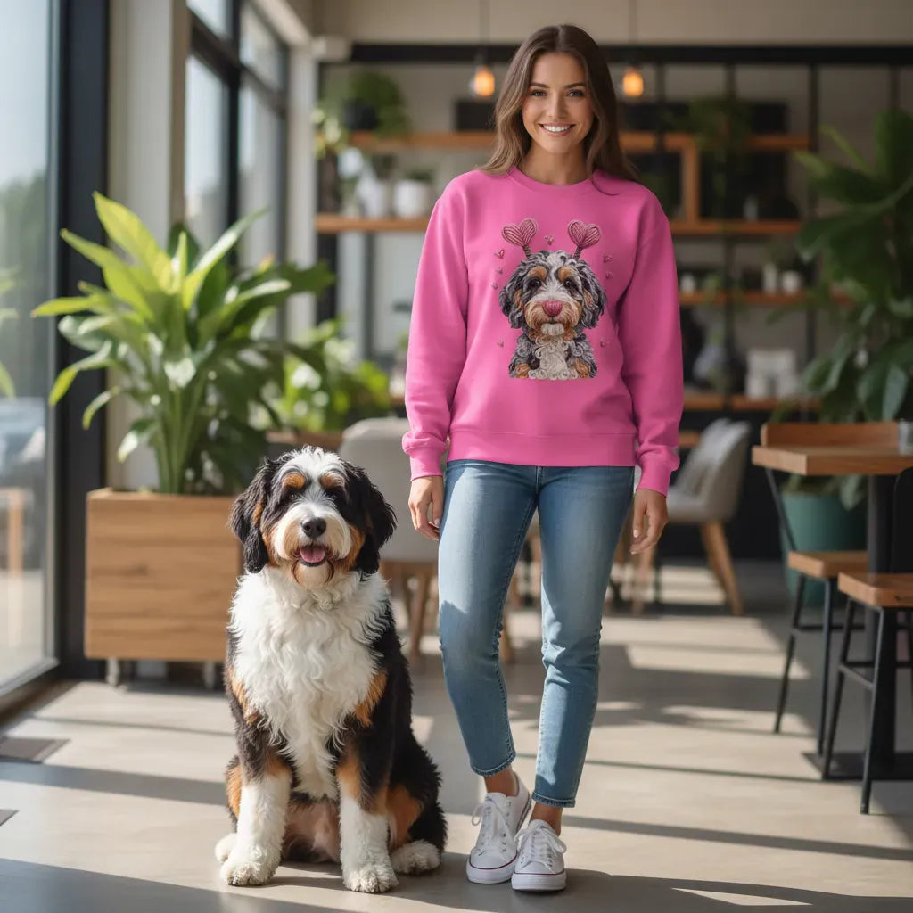 Faux Yarn Valentine Aussiedoodle Sweatshirt in by Puppy Jo