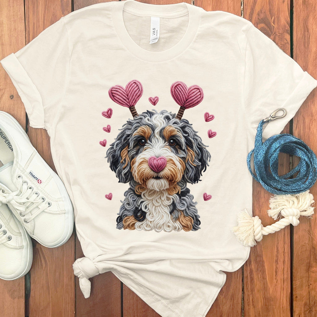 Faux Yarn Valentine Aussiedoodle T-Shirt in Natural / S by Puppy Jo