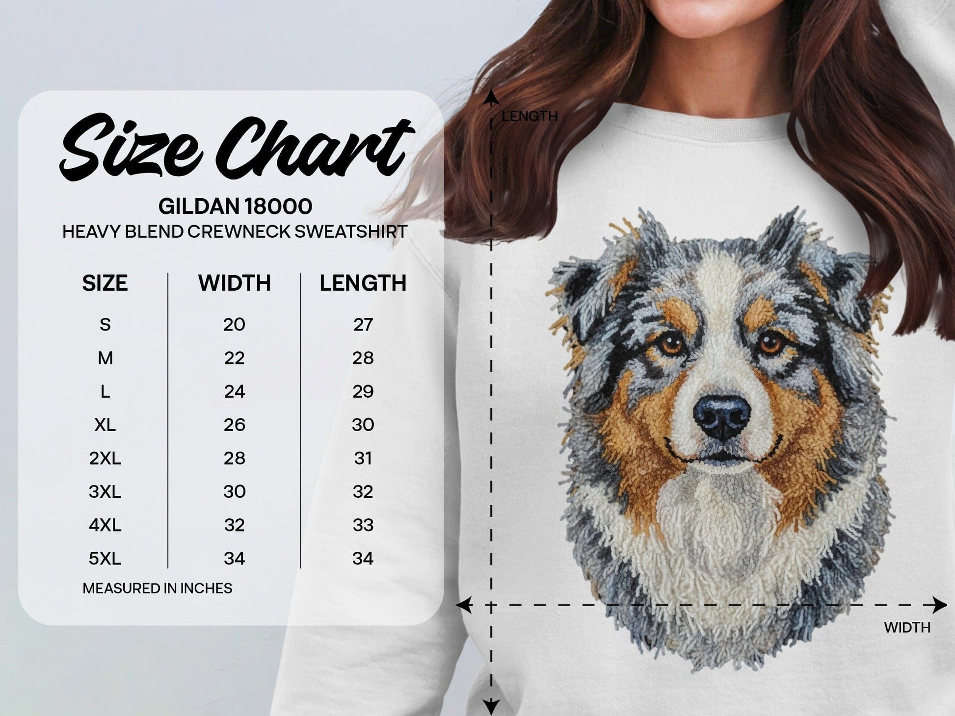 Embroidered Australian Shepherd Crewneck Sweatshirt