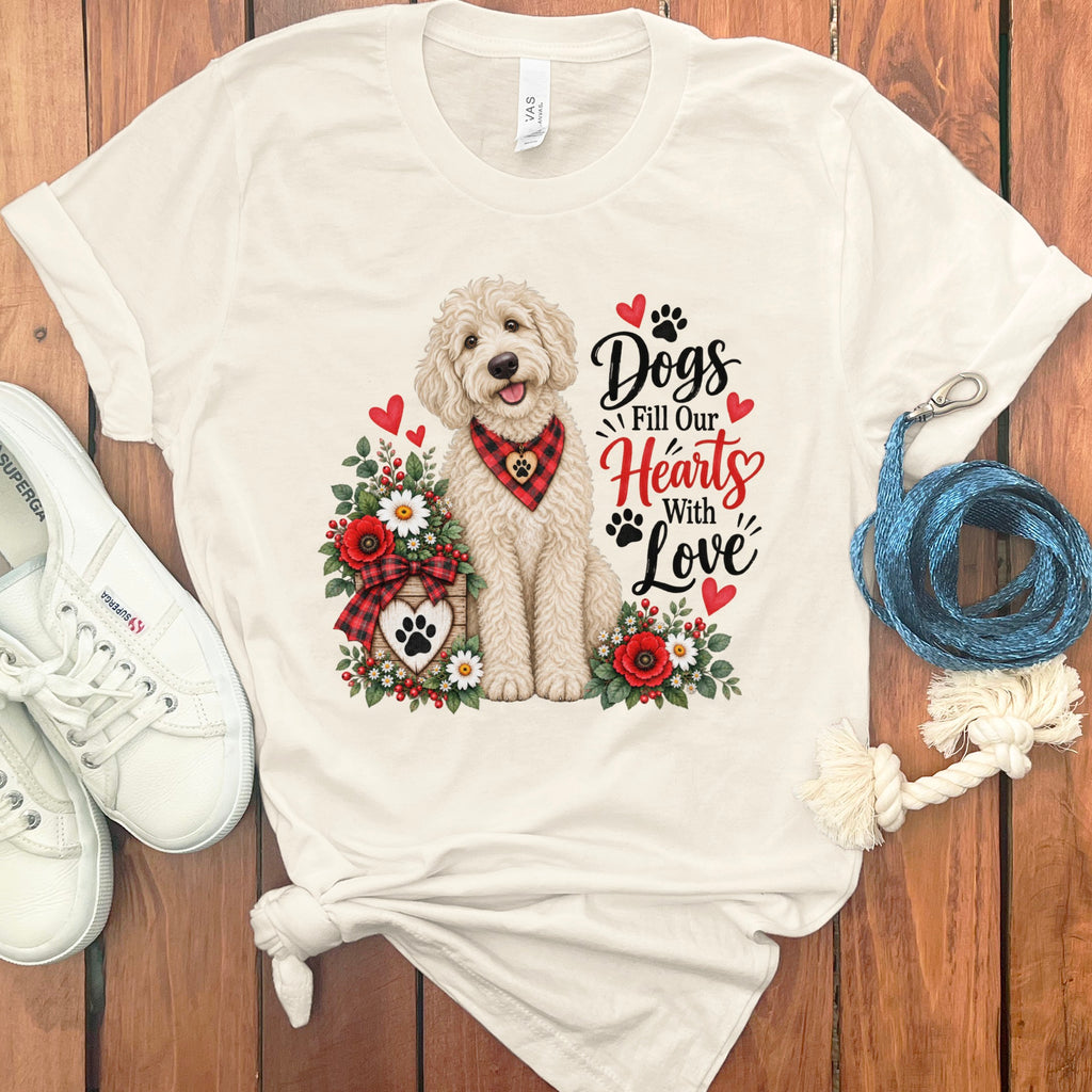 Cream Goldendoodle Hearts Love T-Shirt