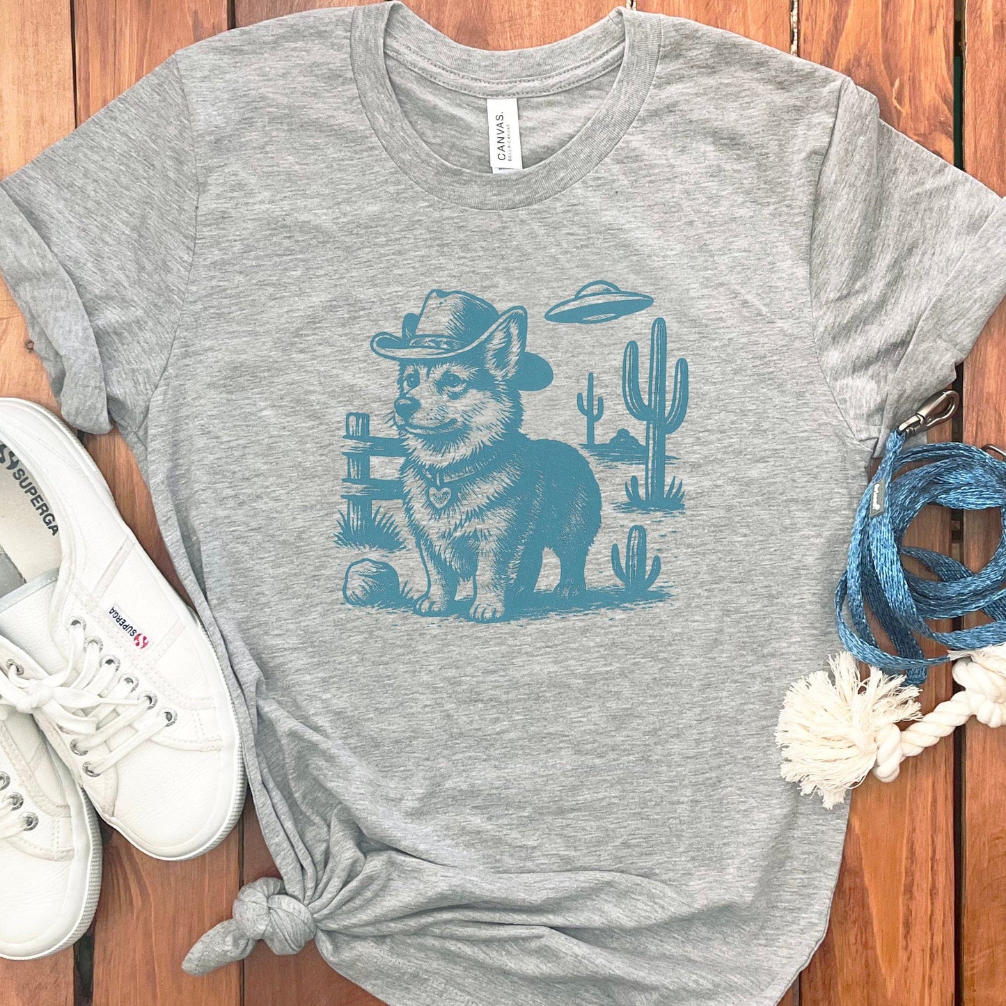 Western Corgi Cowboy Graphic Tee for Dog Lovers product type