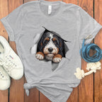 Cute Dog Peeking Through Wall Graphic T-Shirt