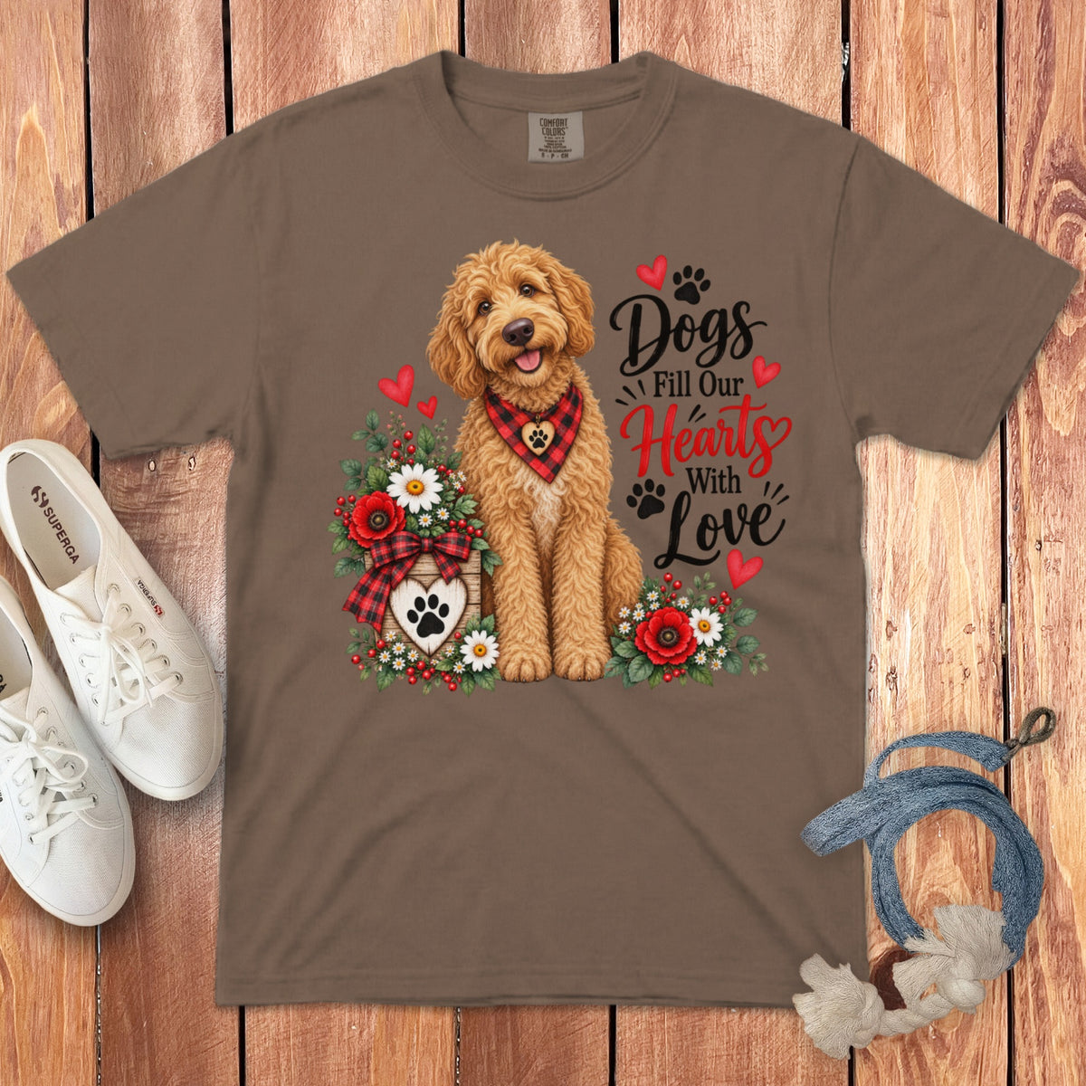 Apricot Goldendoodle Hearts Love Signature T-Shirt