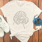 Minimalist Line Drawing of Curly Haired Dog T-shirt