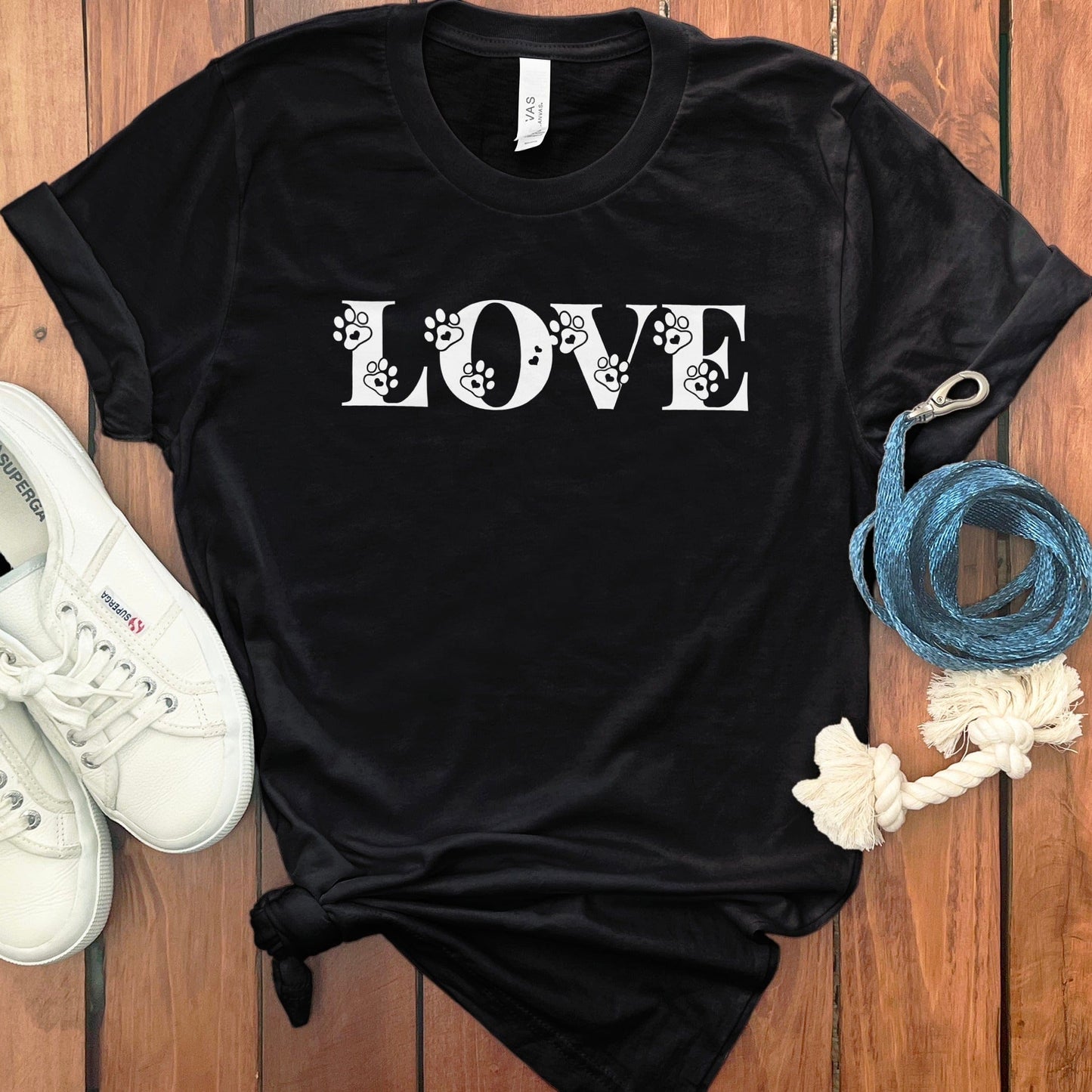 Love Paw Print Black Tee Perfect for Pet Lovers product type