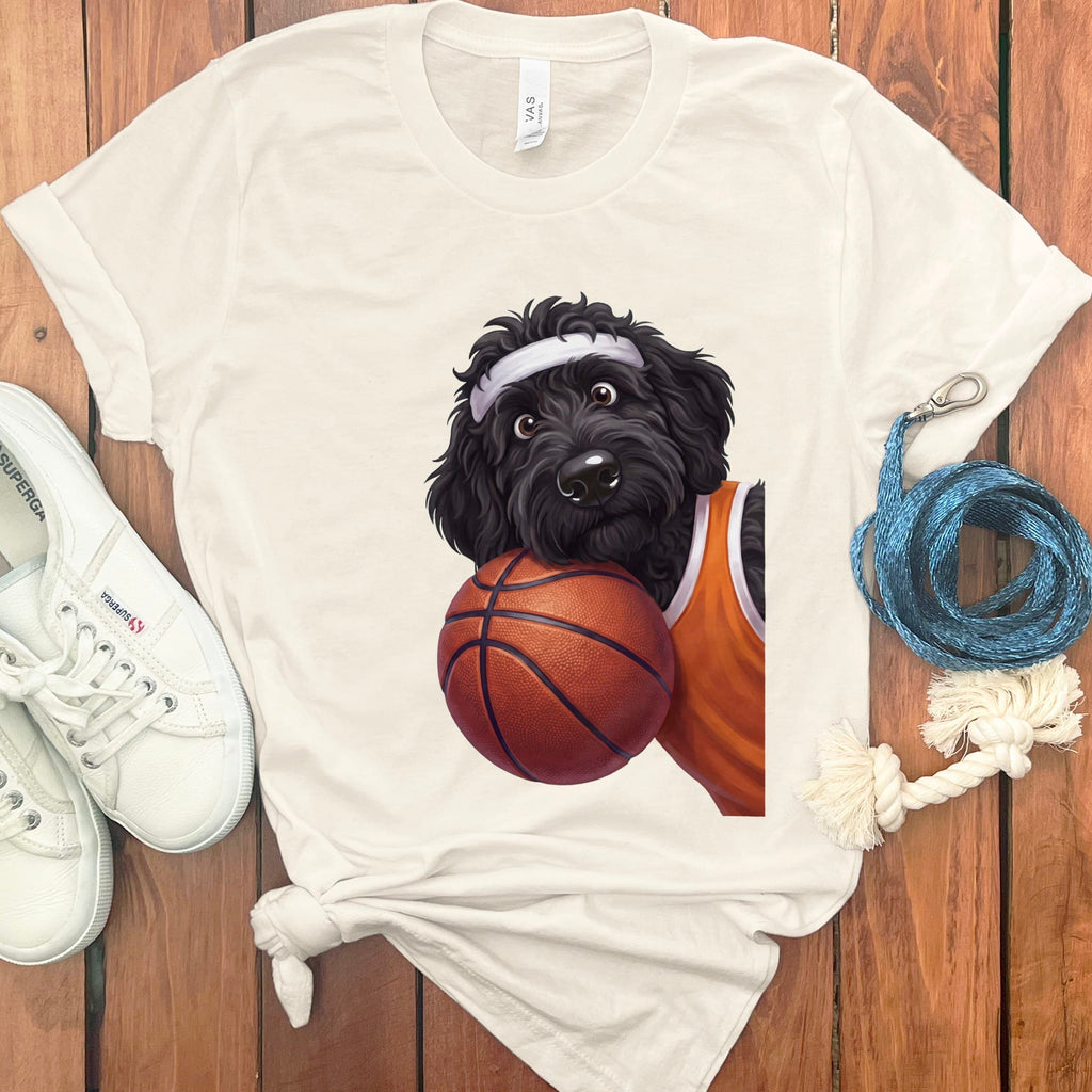 Black Goldendoodle Basketball Player T-Shirt in Natural / S by Puppy Jo