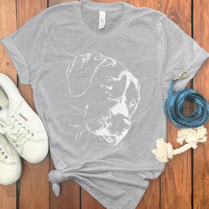 Detailed Dog Face Graphic on Gray T-shirt product