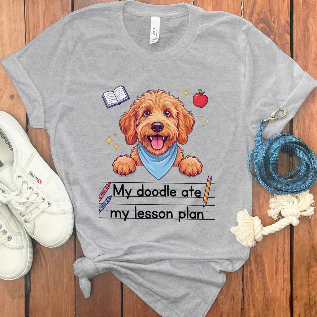 Apricot Goldendoodle Ate Lesson T-Shirt in Athletic Heather / S by Puppy Jo
