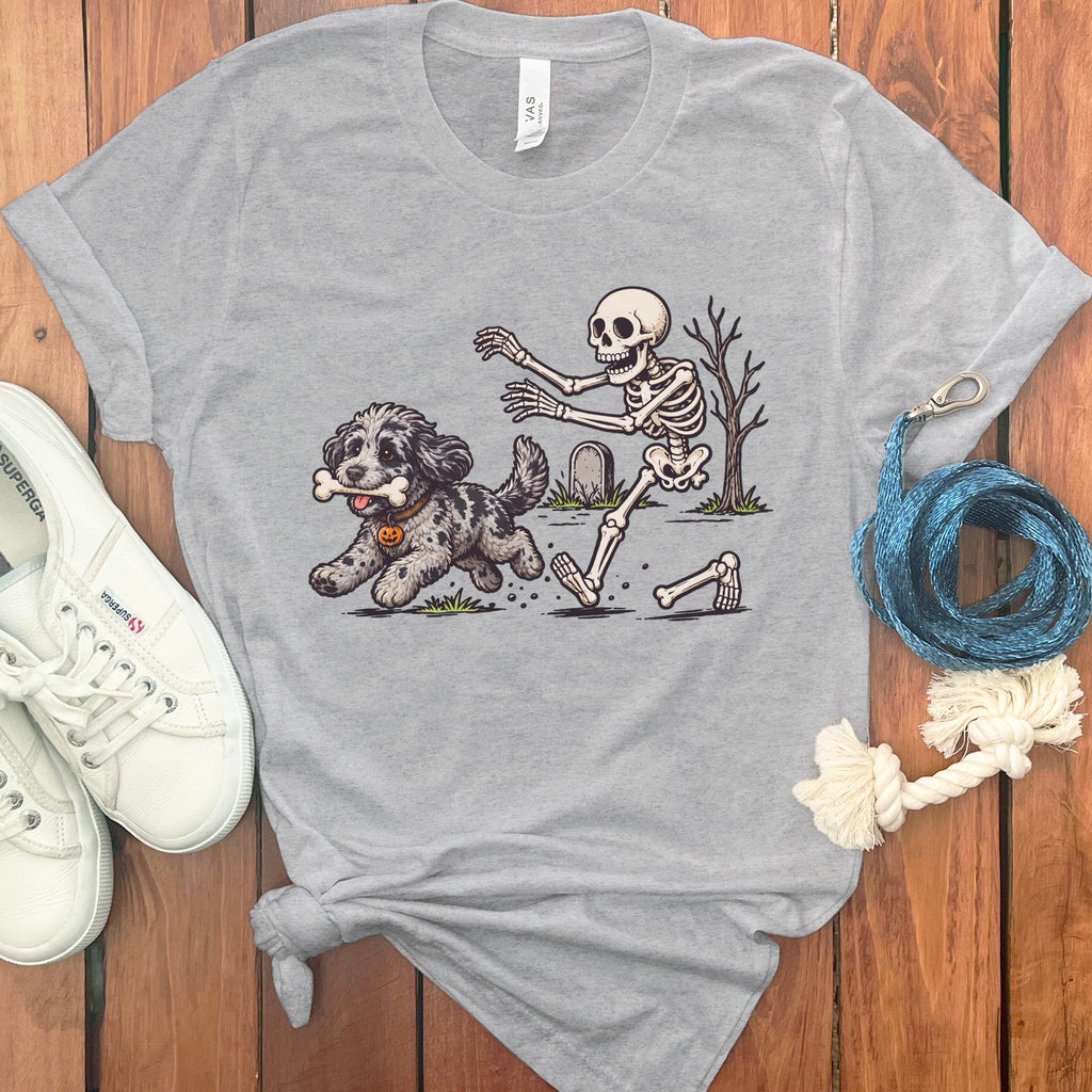 Merle Goldendoodle Bone Thief T-Shirt in Athletic Heather / S by Puppy Jo
