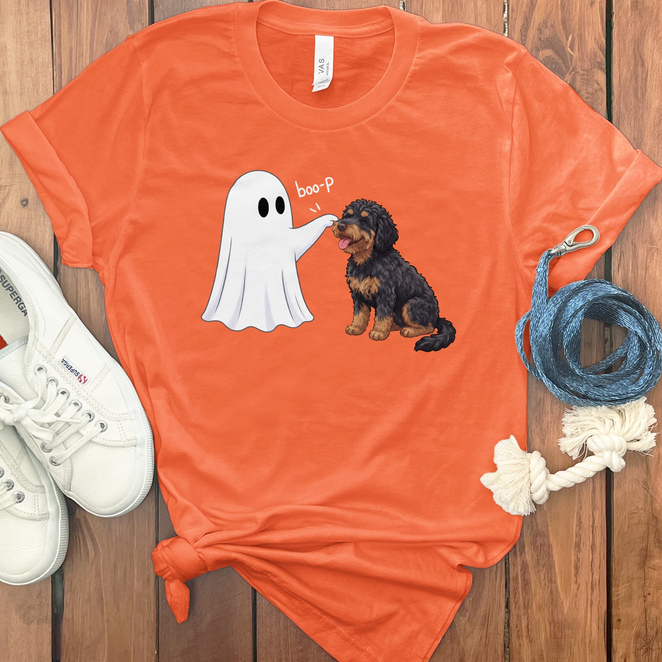 Phantom Goldendoodle Ghost Boop T-Shirt in M / Orange by Puppy Jo