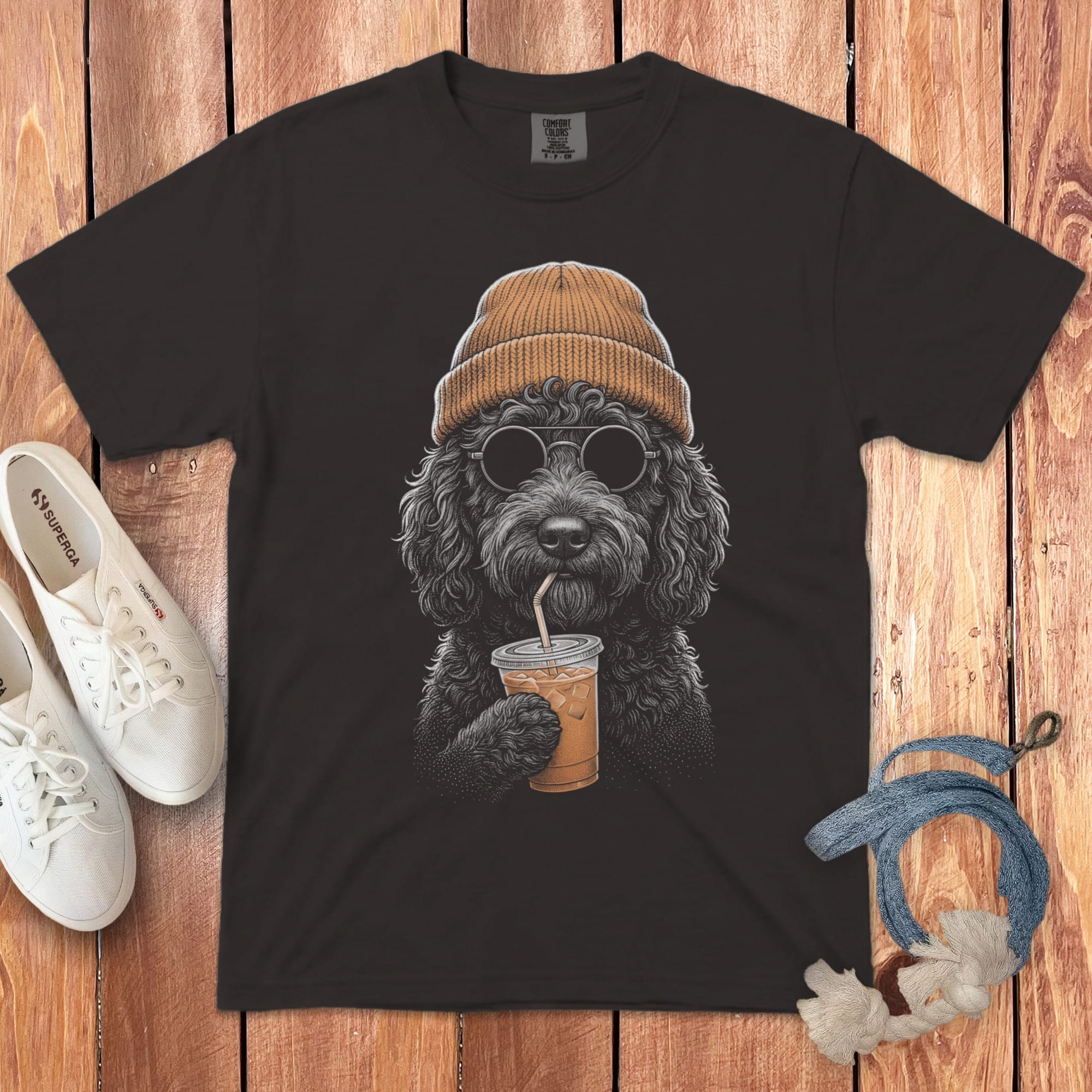 Black Goldendoodle Ice Latte Signature T-Shirt in Graphite / S by Puppy Jo