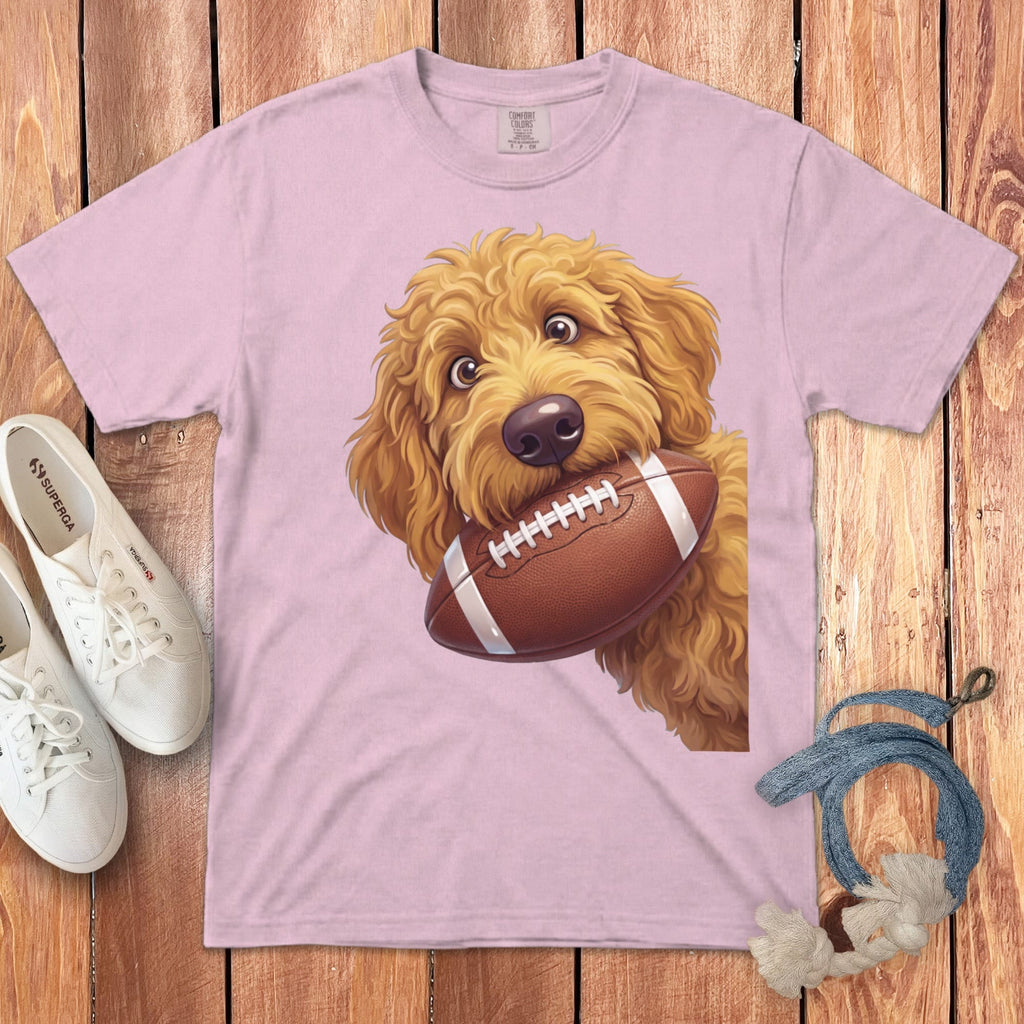 Apricot Goldendoodle Football Signature T-Shirt in Blossom / S by Puppy Jo