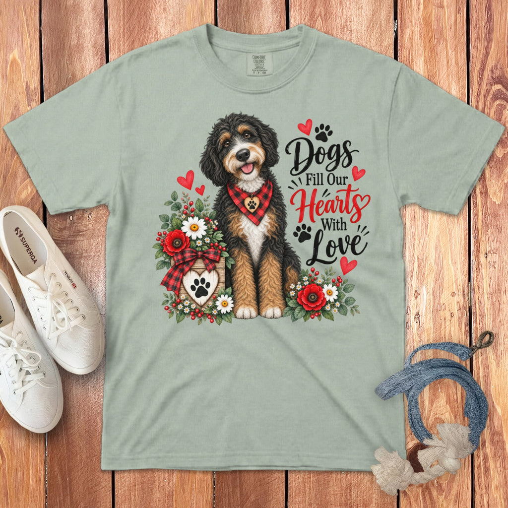 Bernedoodle Hearts Love Signature T-Shirt