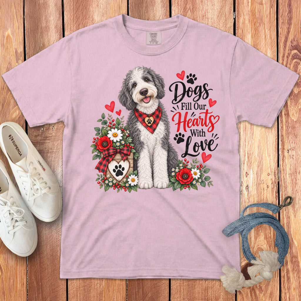 Sheepadoodle Hearts Love Signature T-Shirt