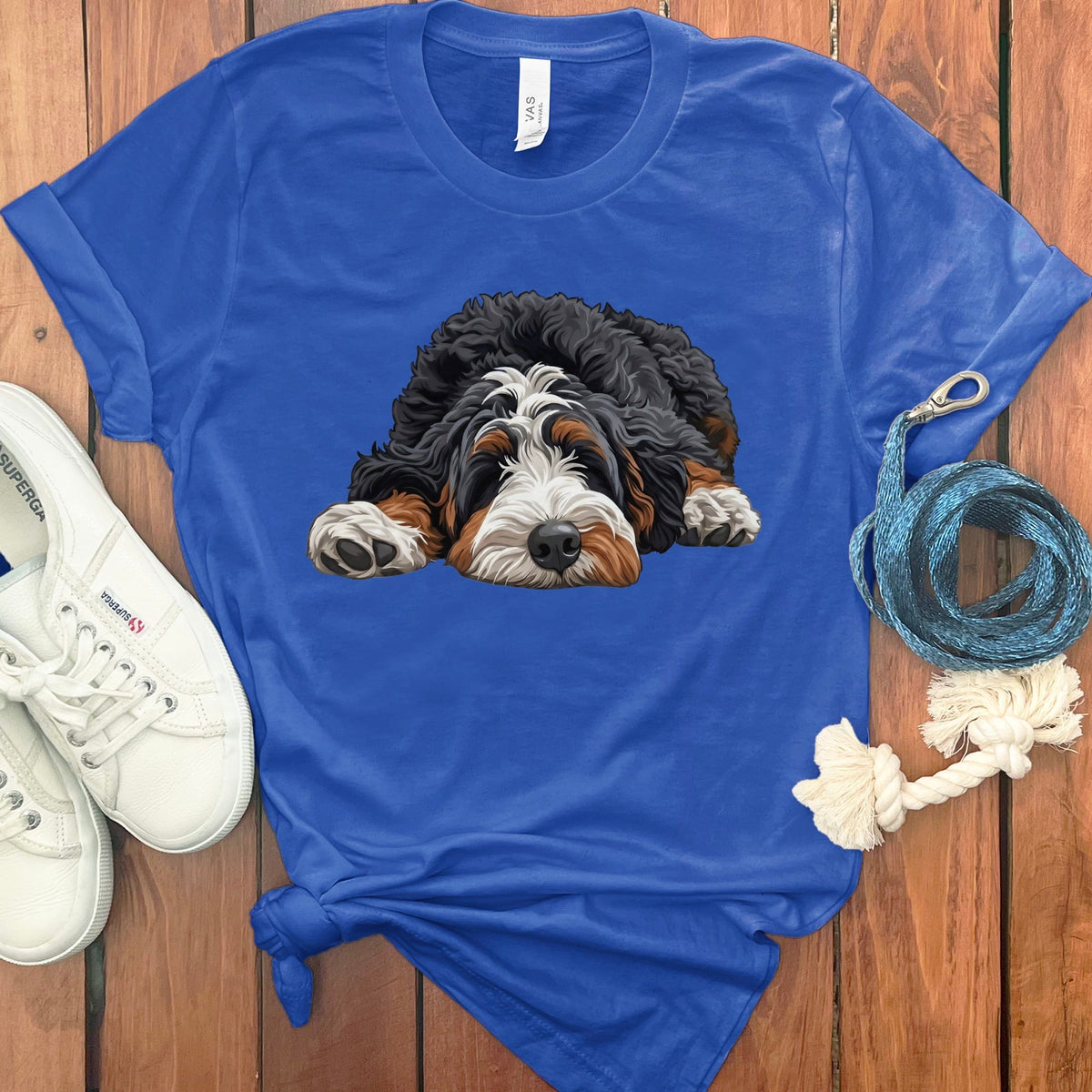 Bernedoodle Snoozing T-Shirt in True Royal / S by Puppy Jo