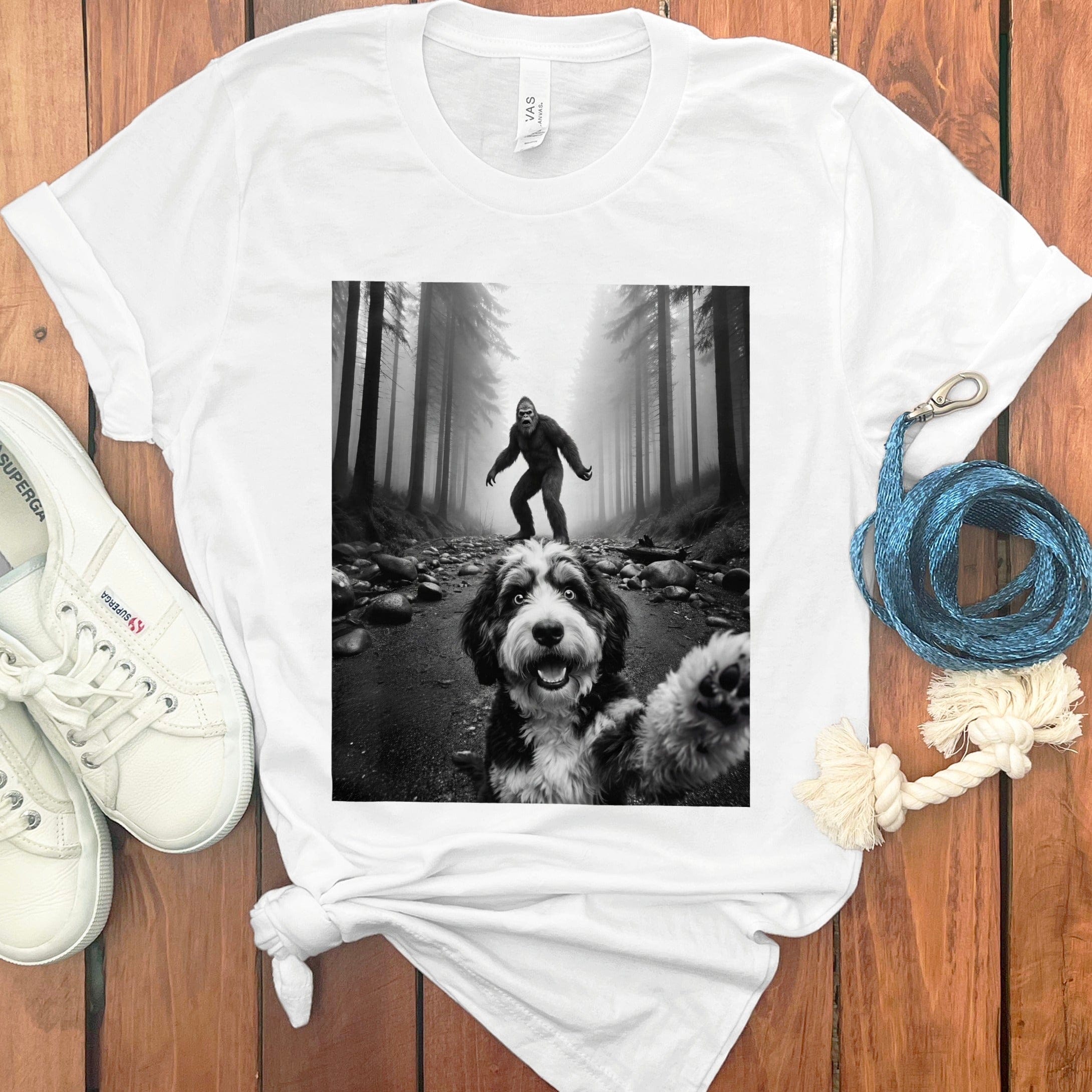 Adventure with Furry Friend in Forest Scene T-shirt