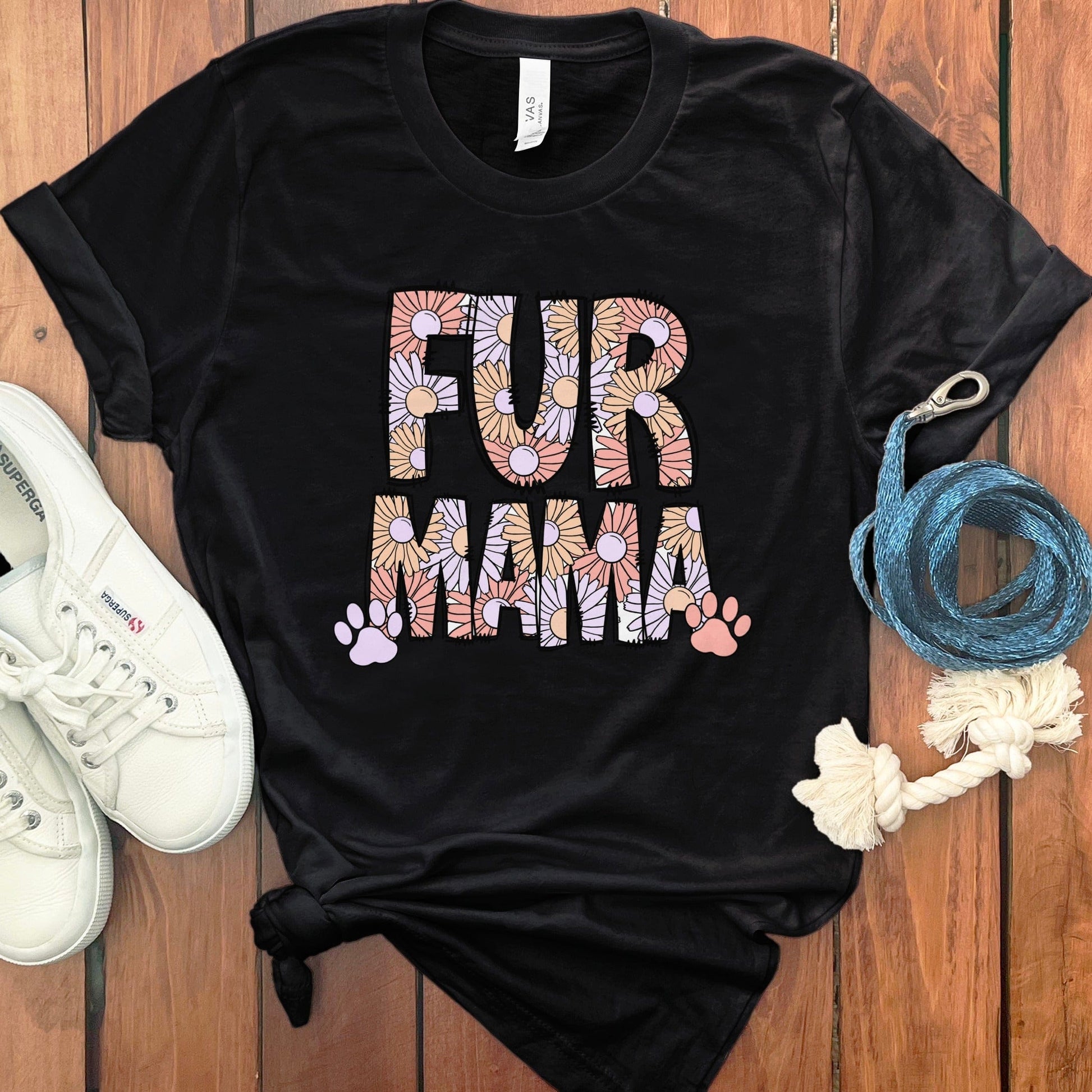 Fur Mama T-Shirt with Floral Paw Design product type