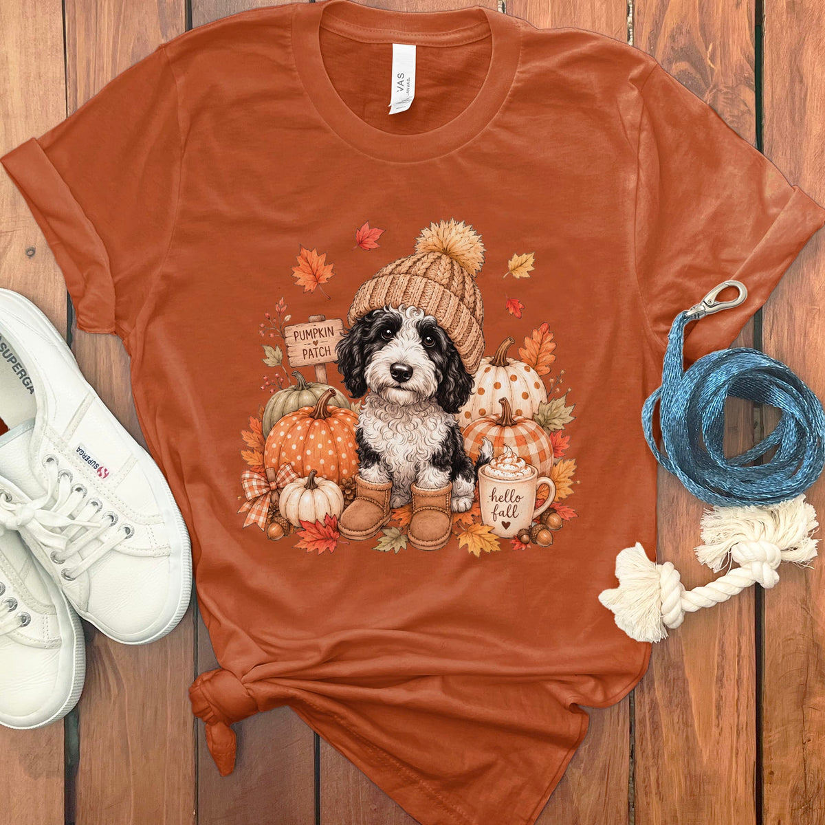 Sheepadoodle Pumpkin Patch T-Shirt in Autumn / S by Puppy Jo