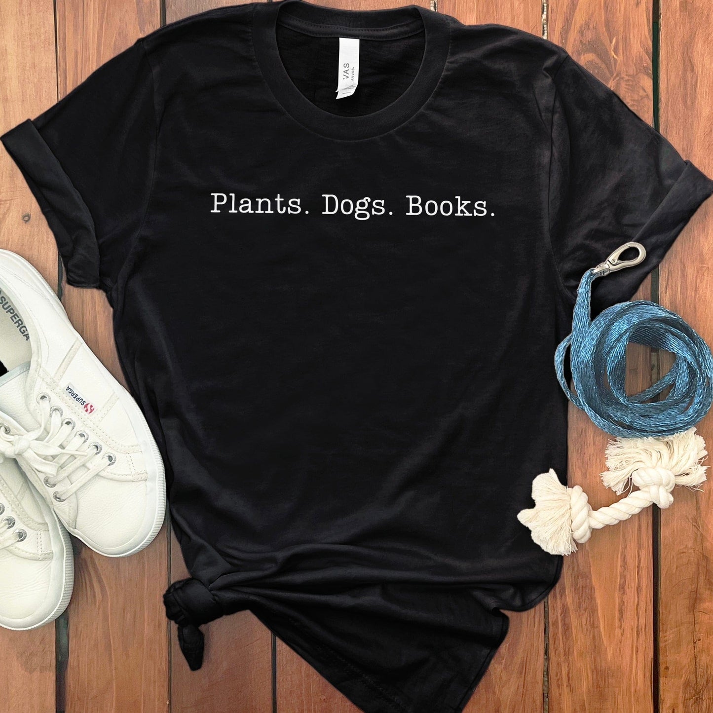 Plants Dogs Books T-Shirt for Book and Dog Lovers