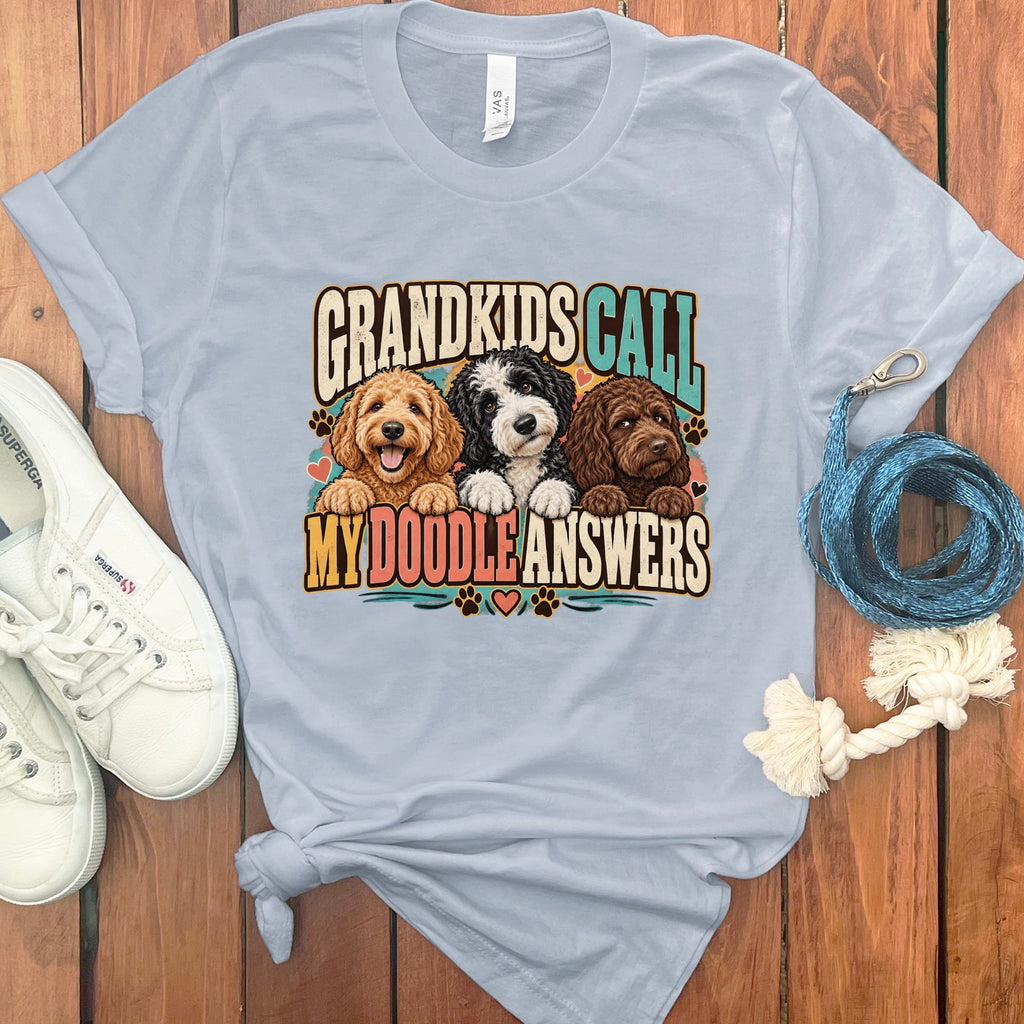 Doodle Answers T-Shirt in Light Blue / S by Puppy Jo