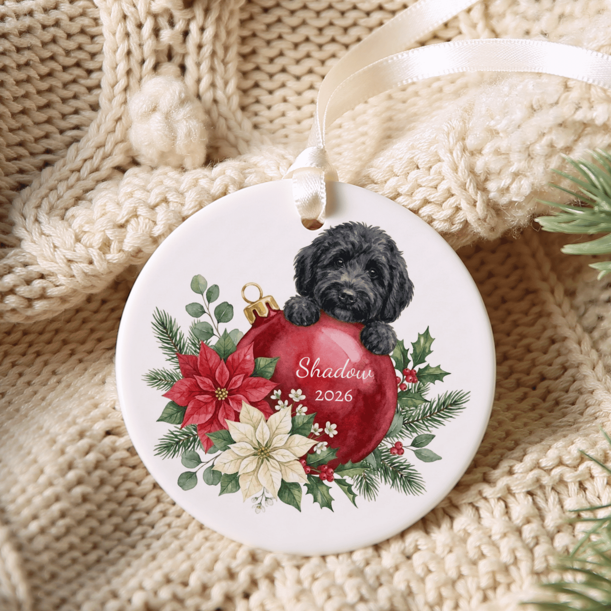 First Christmas Black Goldendoodle Ornament in by AnywherePOD