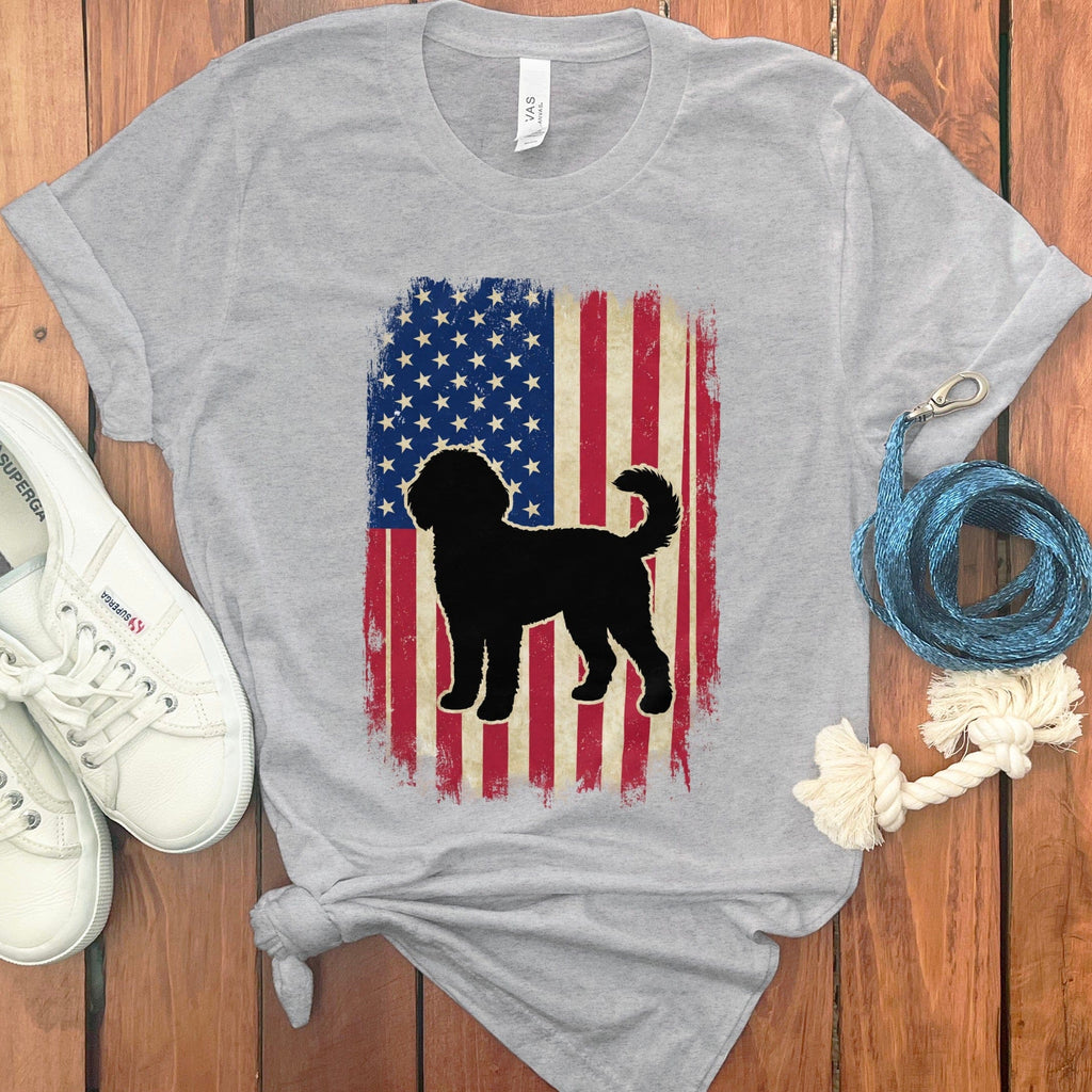 Flag Doodle T-Shirt in Athletic Heather / M by Puppy Jo