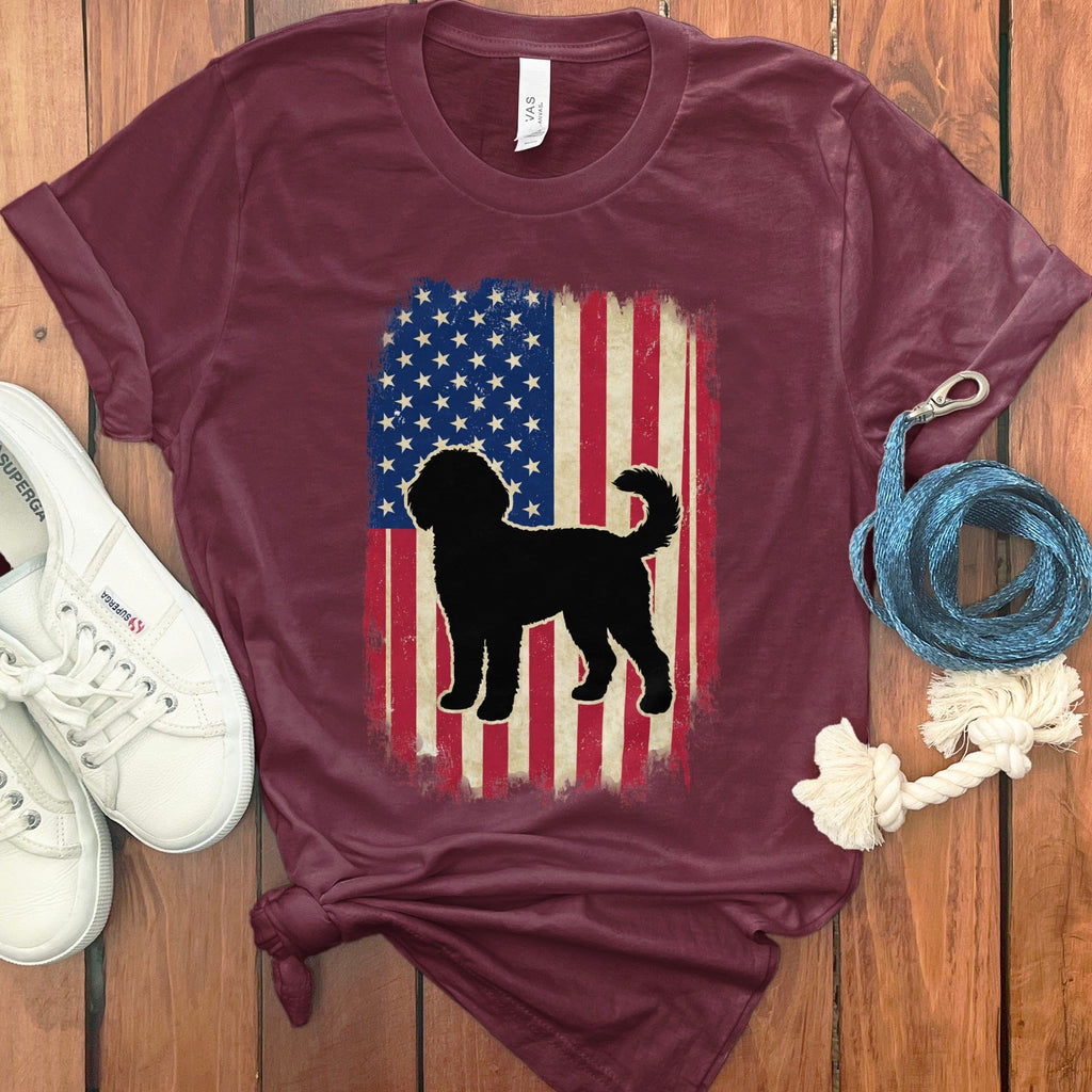 Flag Doodle T-Shirt in Maroon / M by Puppy Jo