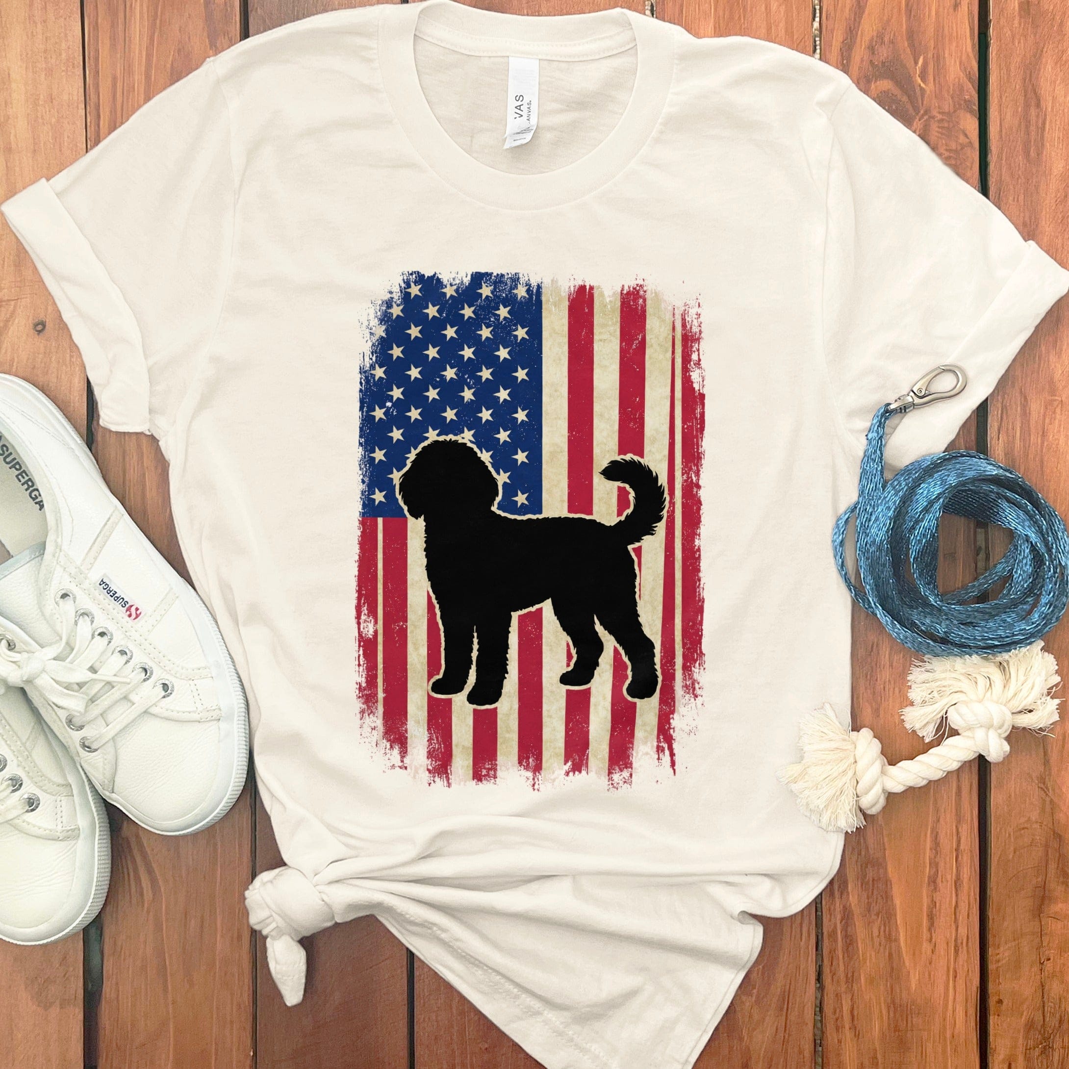 Flag Doodle T-Shirt in Natural / M by Puppy Jo
