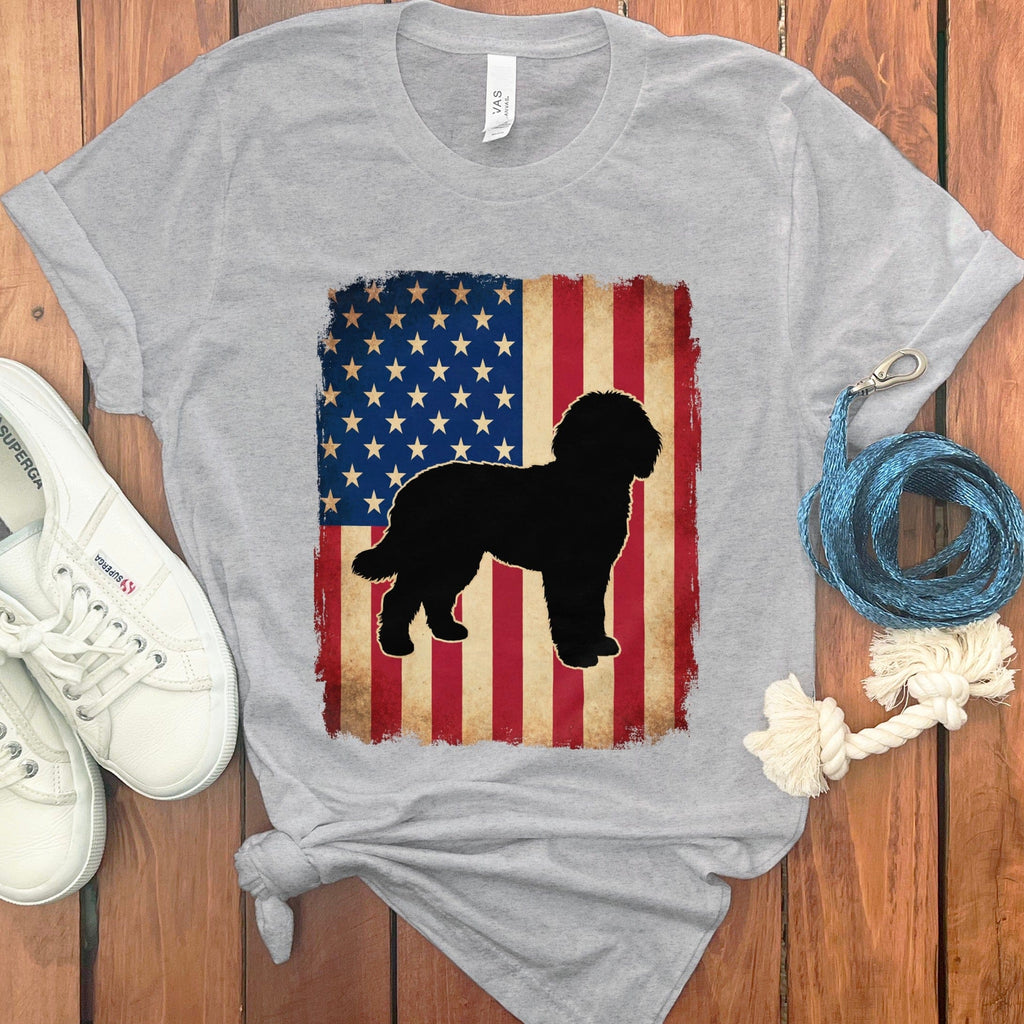 Flag Silhouette Doodle T-Shirt in Athletic Heather / M by Puppy Jo