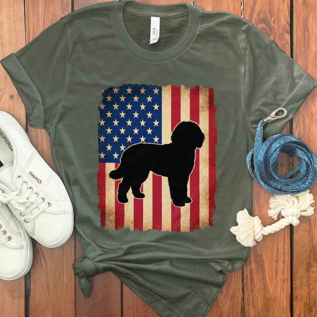 Flag Silhouette Doodle T-Shirt in Military Green / M by Puppy Jo