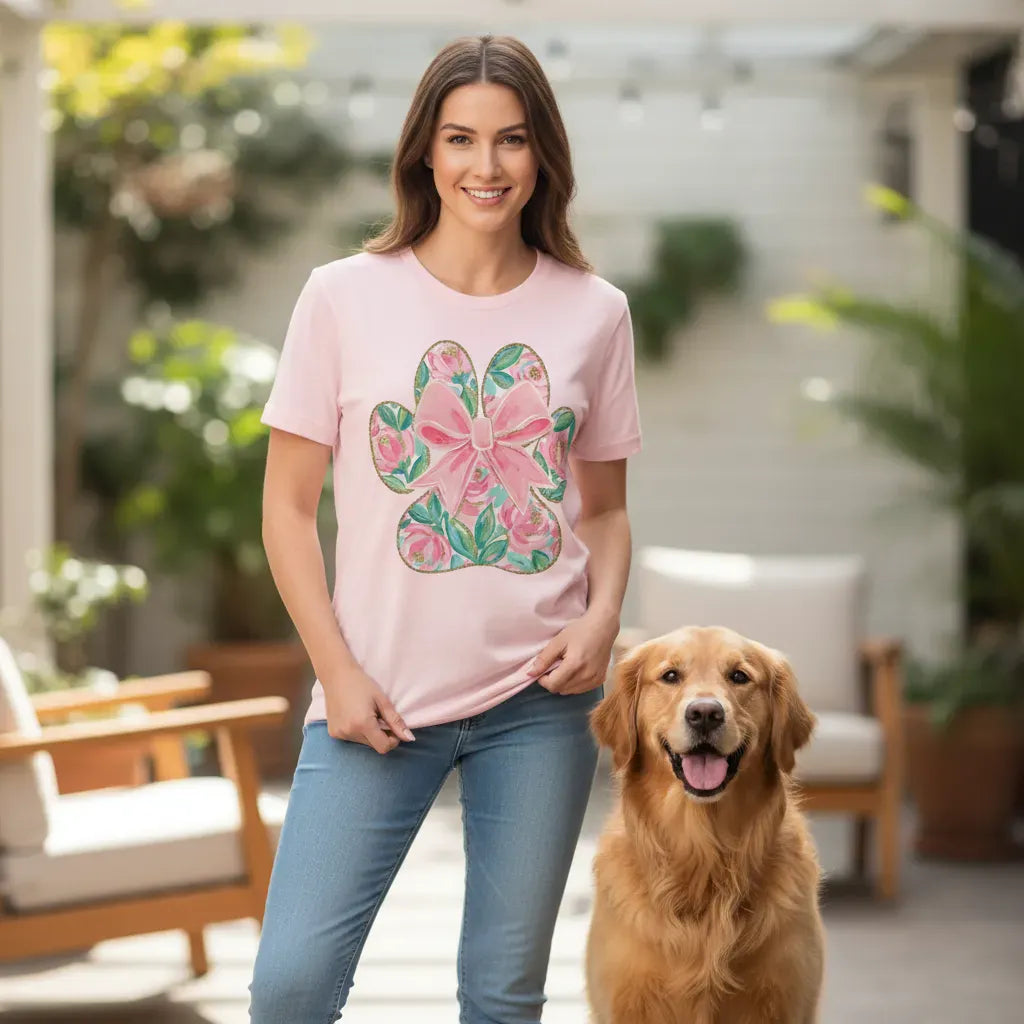 Floral Coquette Paw T-Shirt in by Puppy Jo
