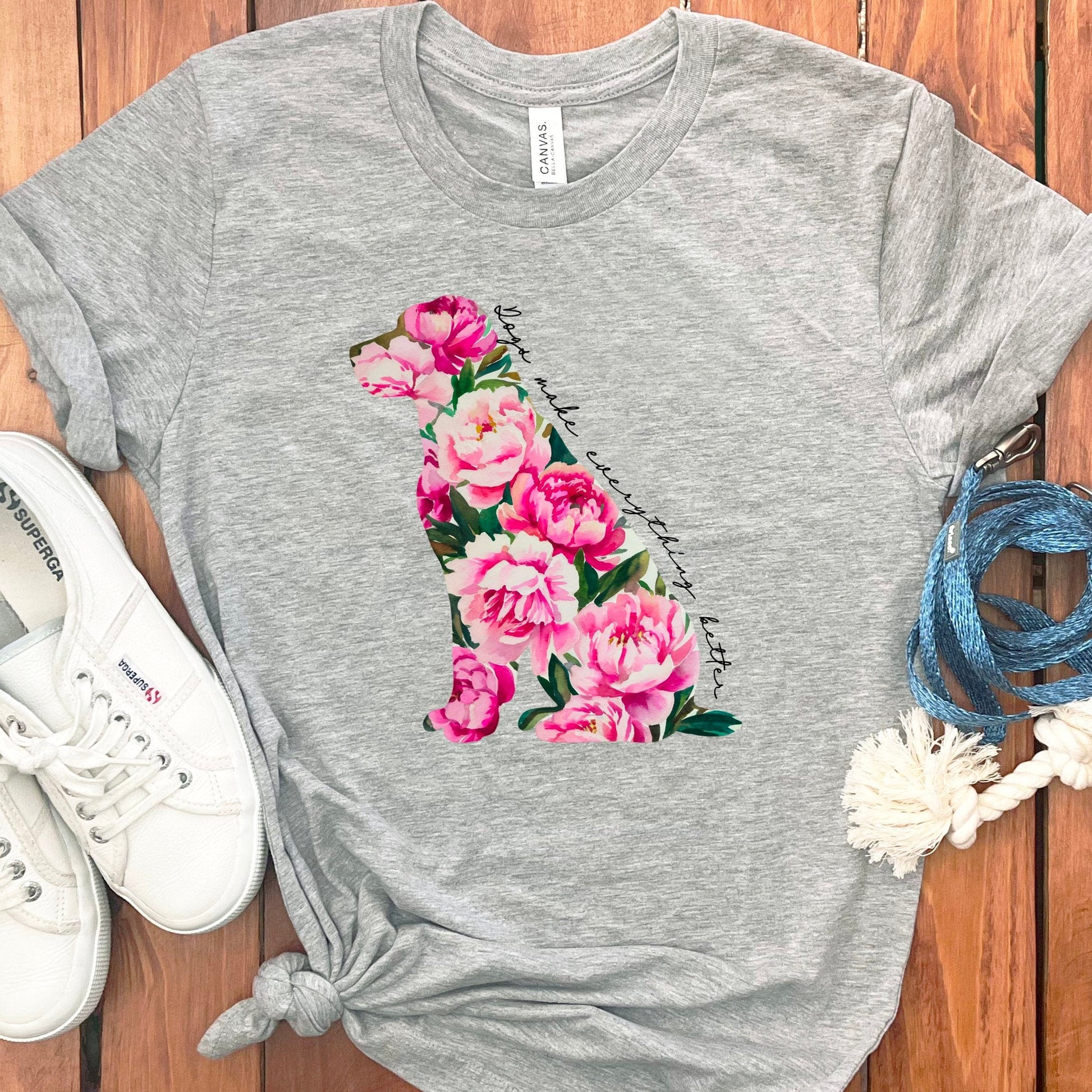 Floral Dog Silhouette Graphic T-shirt product type