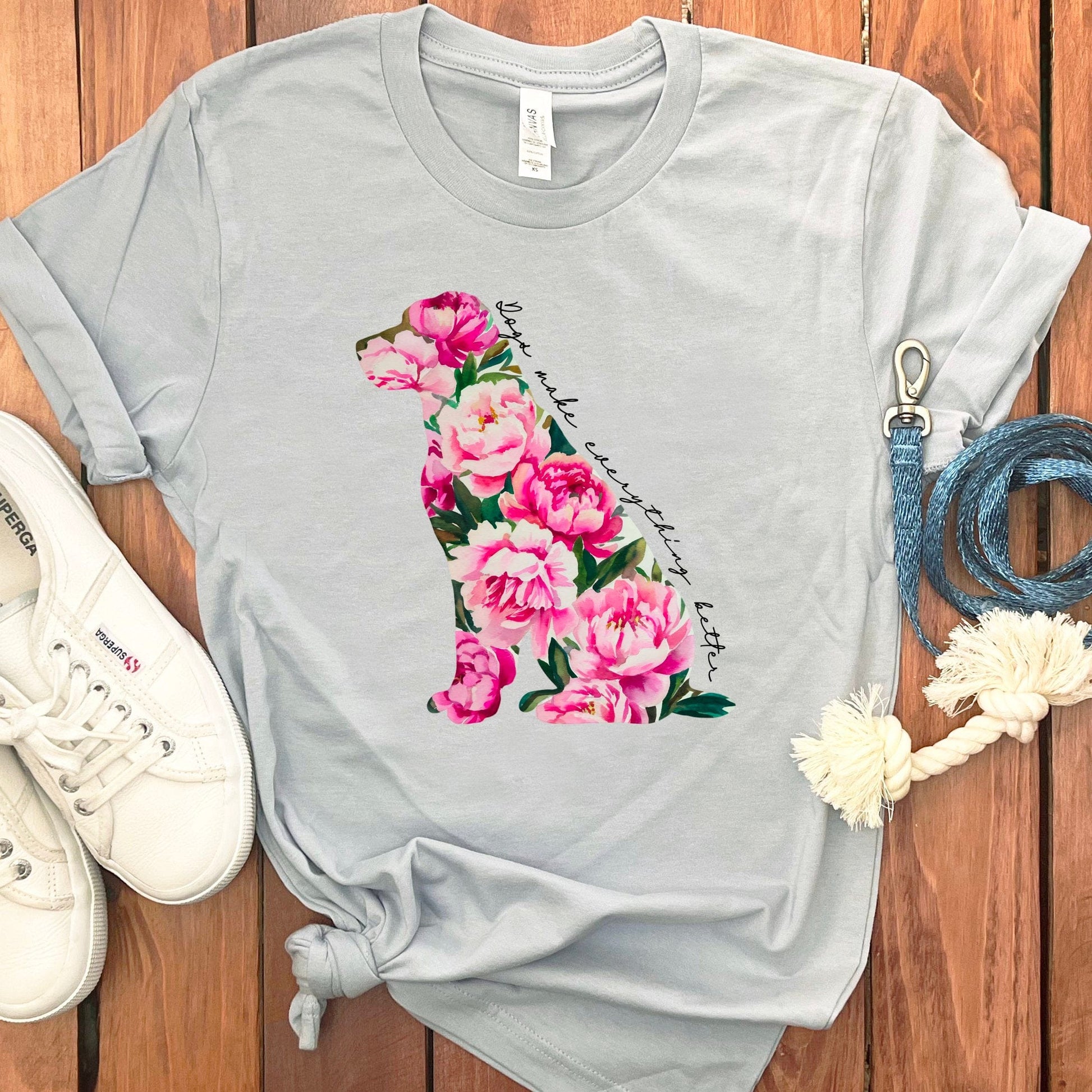 Floral Dog Silhouette Graphic Tee Shirt product type