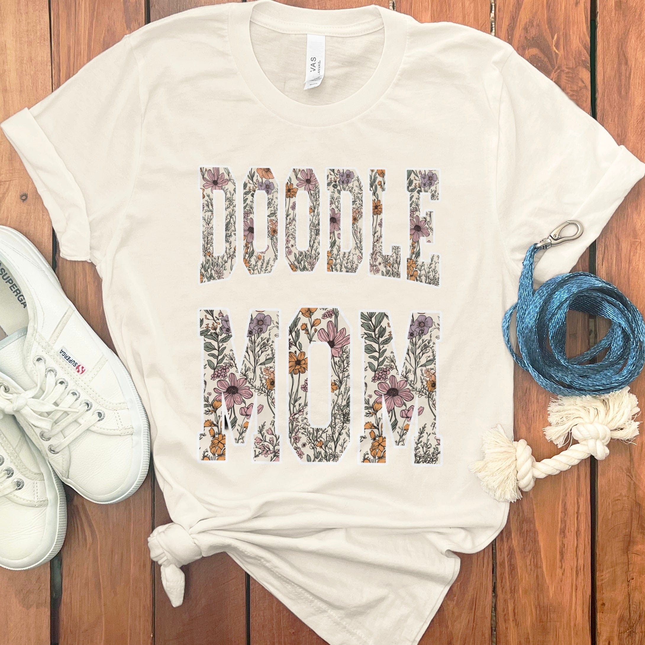Floral Doodle Mom T-Shirt in Natural / S by Puppy Jo