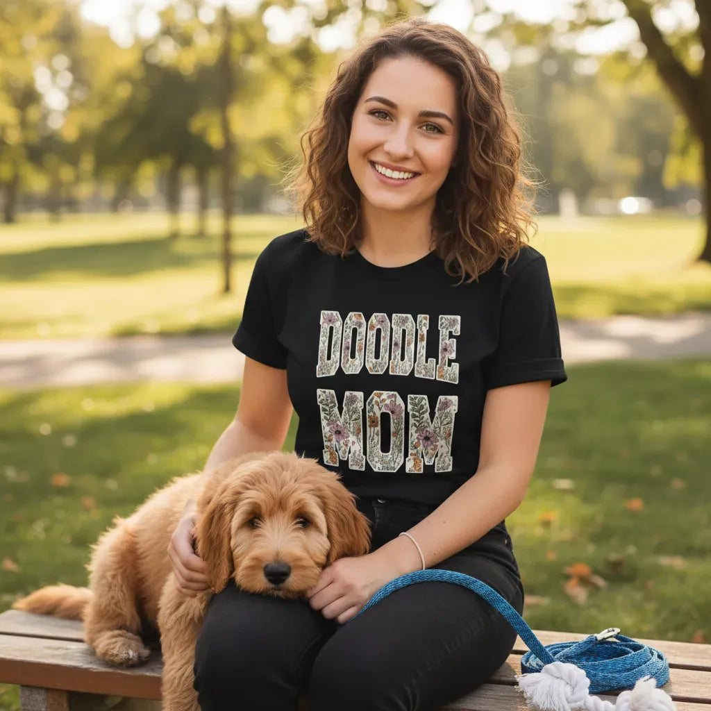 Floral Doodle Mom T-Shirt in by Puppy Jo