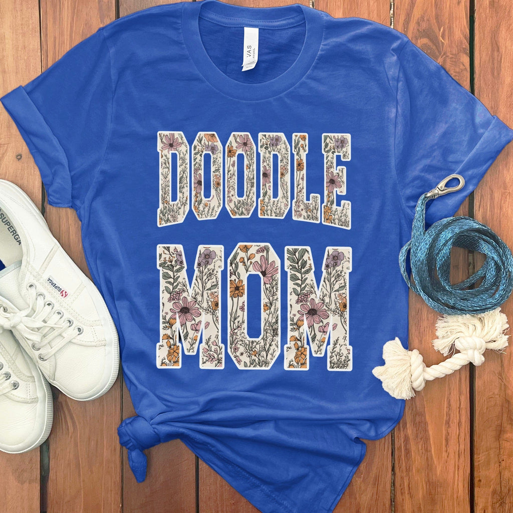 Floral Doodle Mom T-Shirt in True Royal / S by Puppy Jo