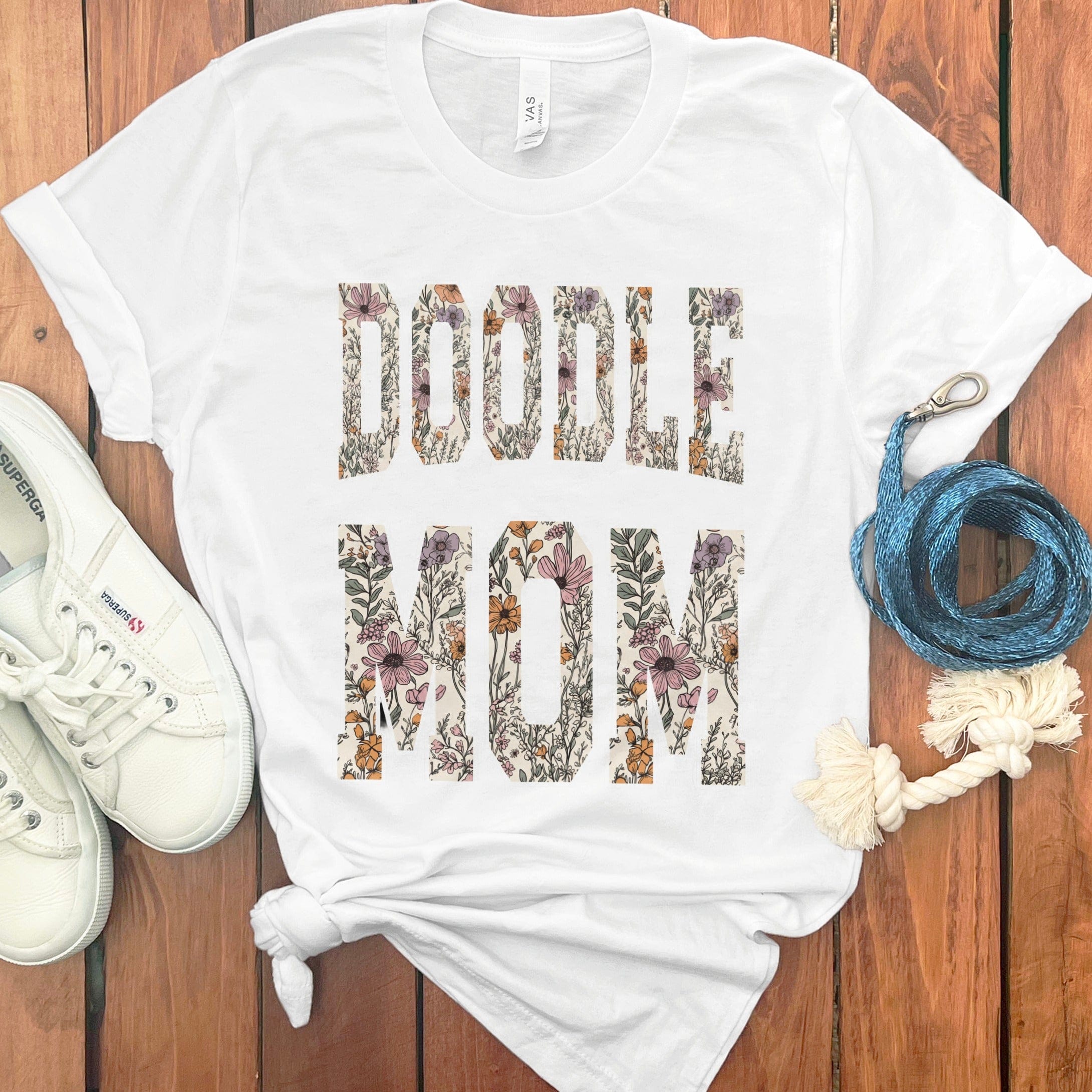 Floral Doodle Mom T-Shirt in White / S by Puppy Jo