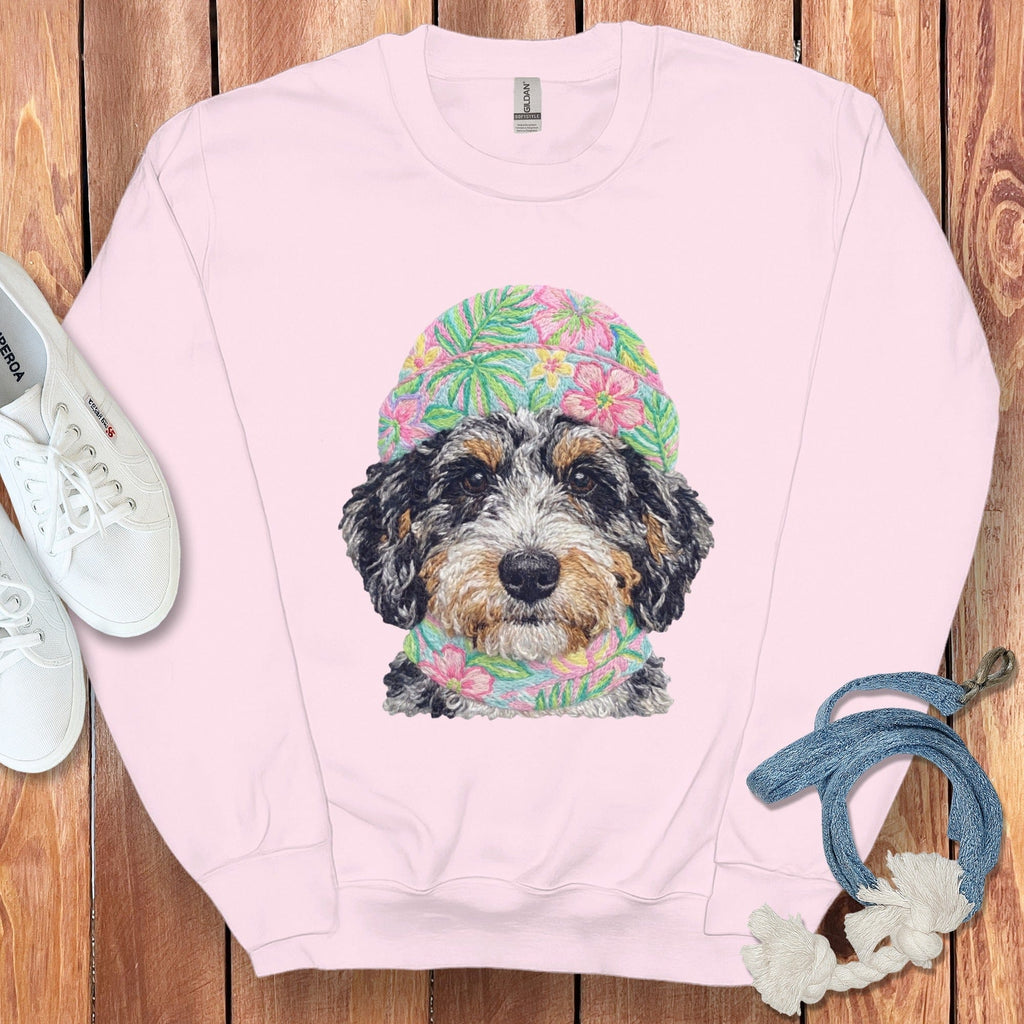 Floral Vibes Aussiedoodle Sweatshirt in Light Pink / S by Puppy Jo