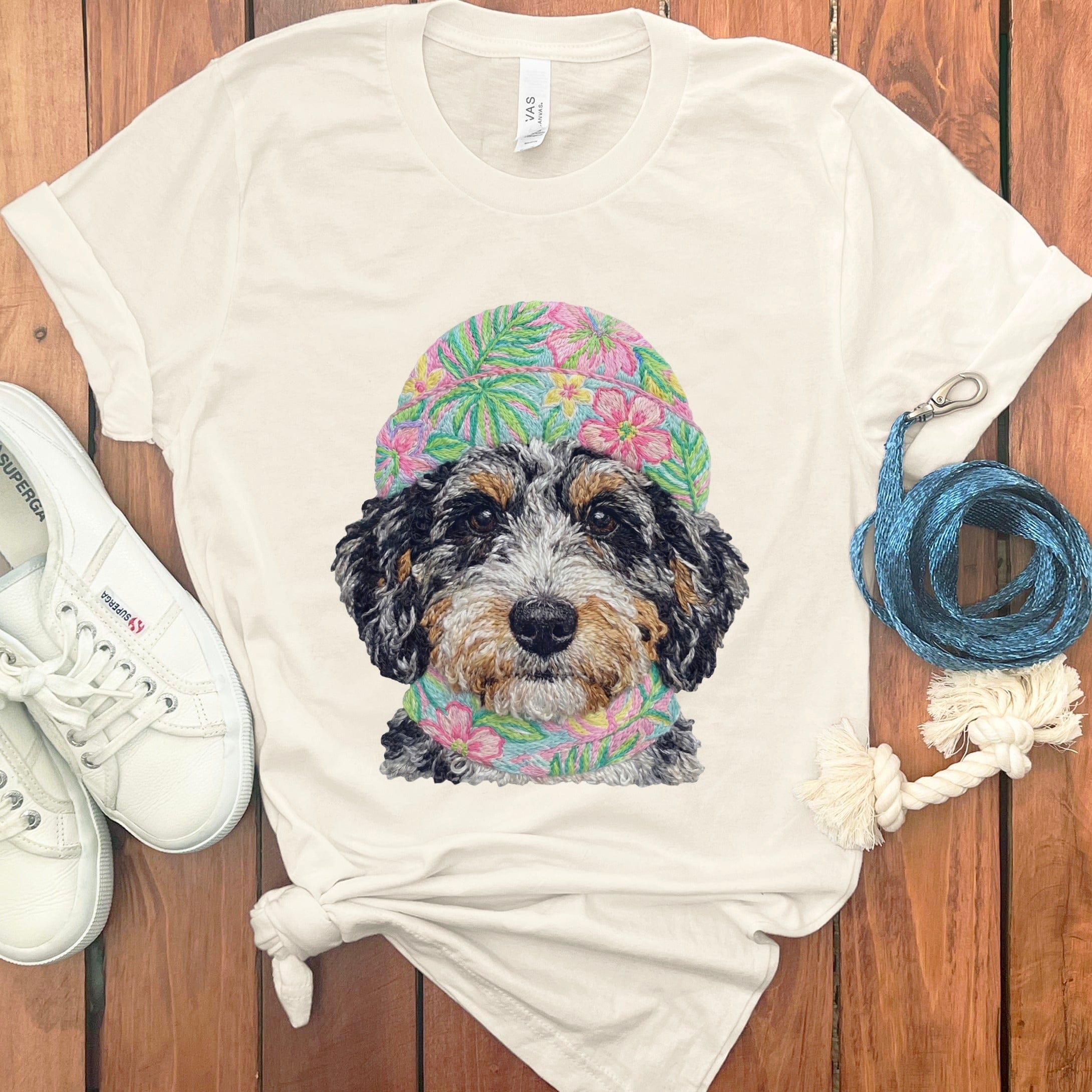 Floral Vibes Aussiedoodle T-Shirt in Natural / S by Puppy Jo