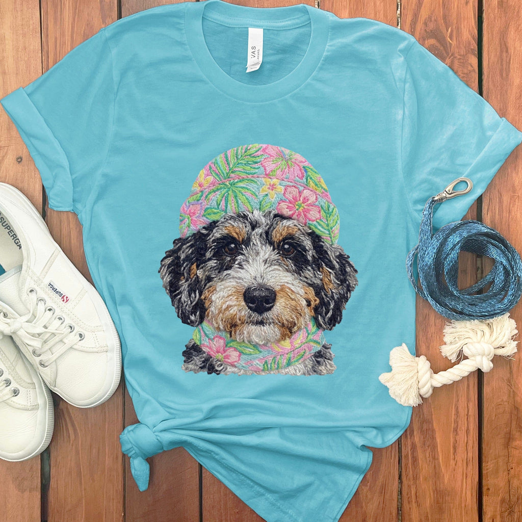 Floral Vibes Aussiedoodle T-Shirt in Turquoise / S by Puppy Jo