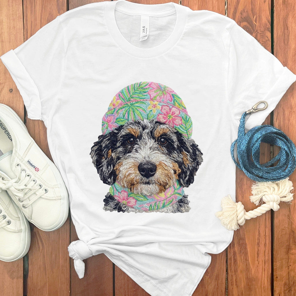 Floral Vibes Aussiedoodle T-Shirt in White / S by Puppy Jo