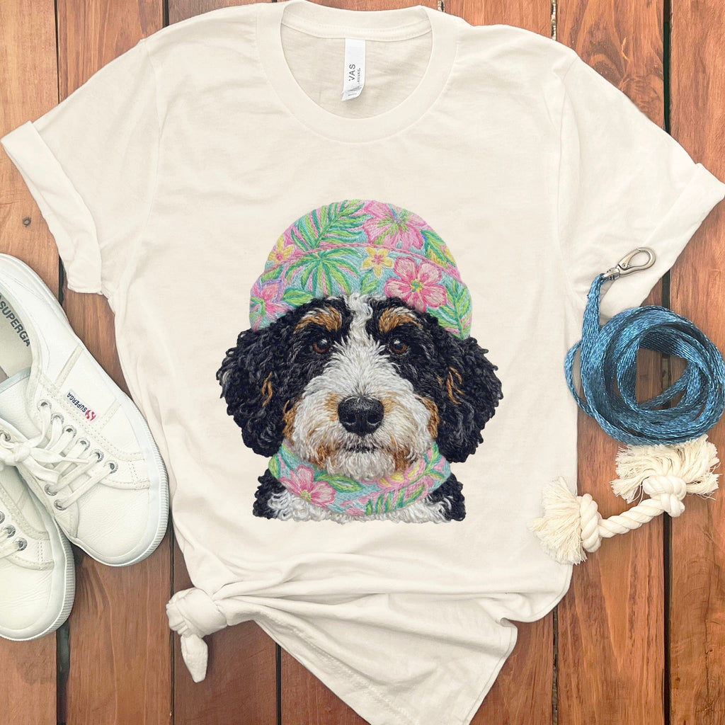 Floral Vibes Bernedoodle T-Shirt in Natural / S by Puppy Jo