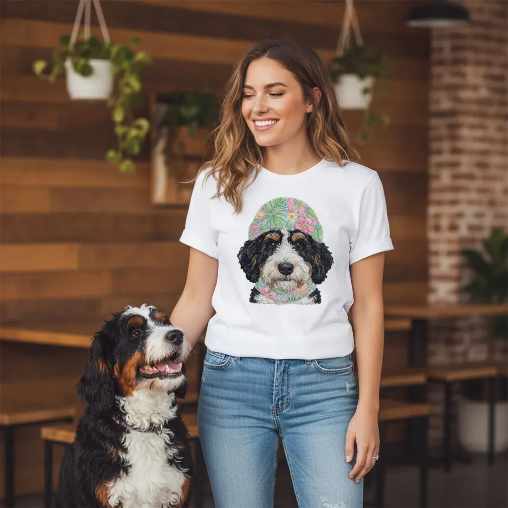 Floral Vibes Bernedoodle T-Shirt in by Puppy Jo