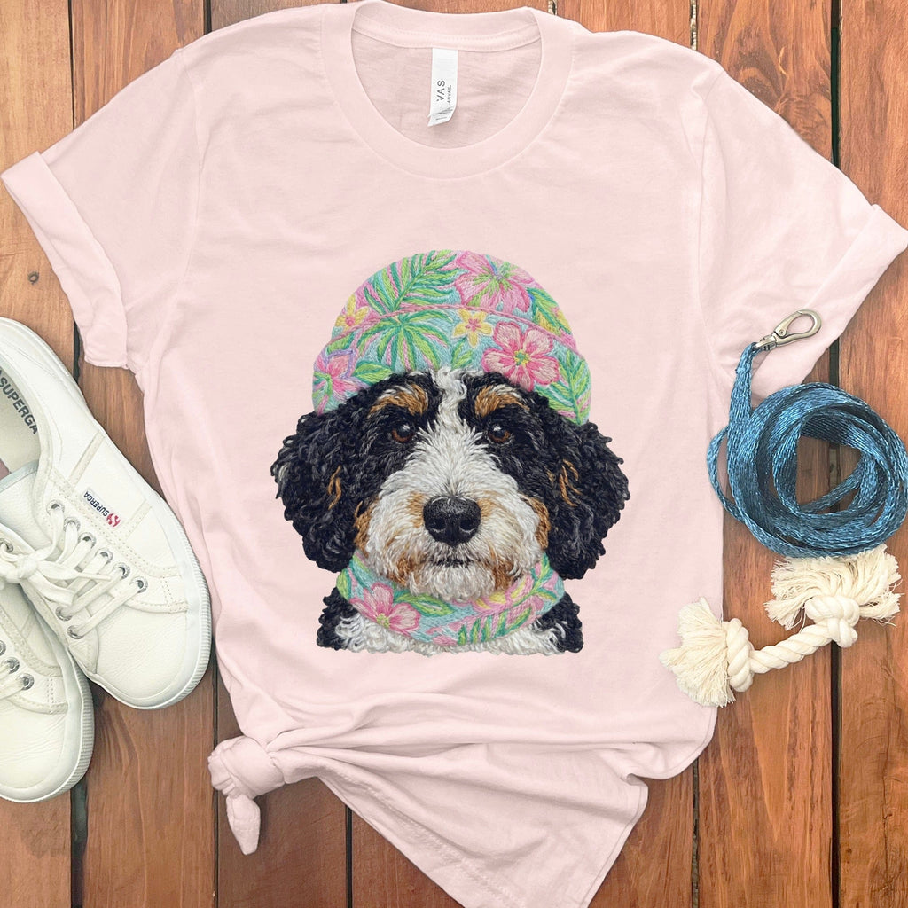 Floral Vibes Bernedoodle T-Shirt in Soft Pink / S by Puppy Jo