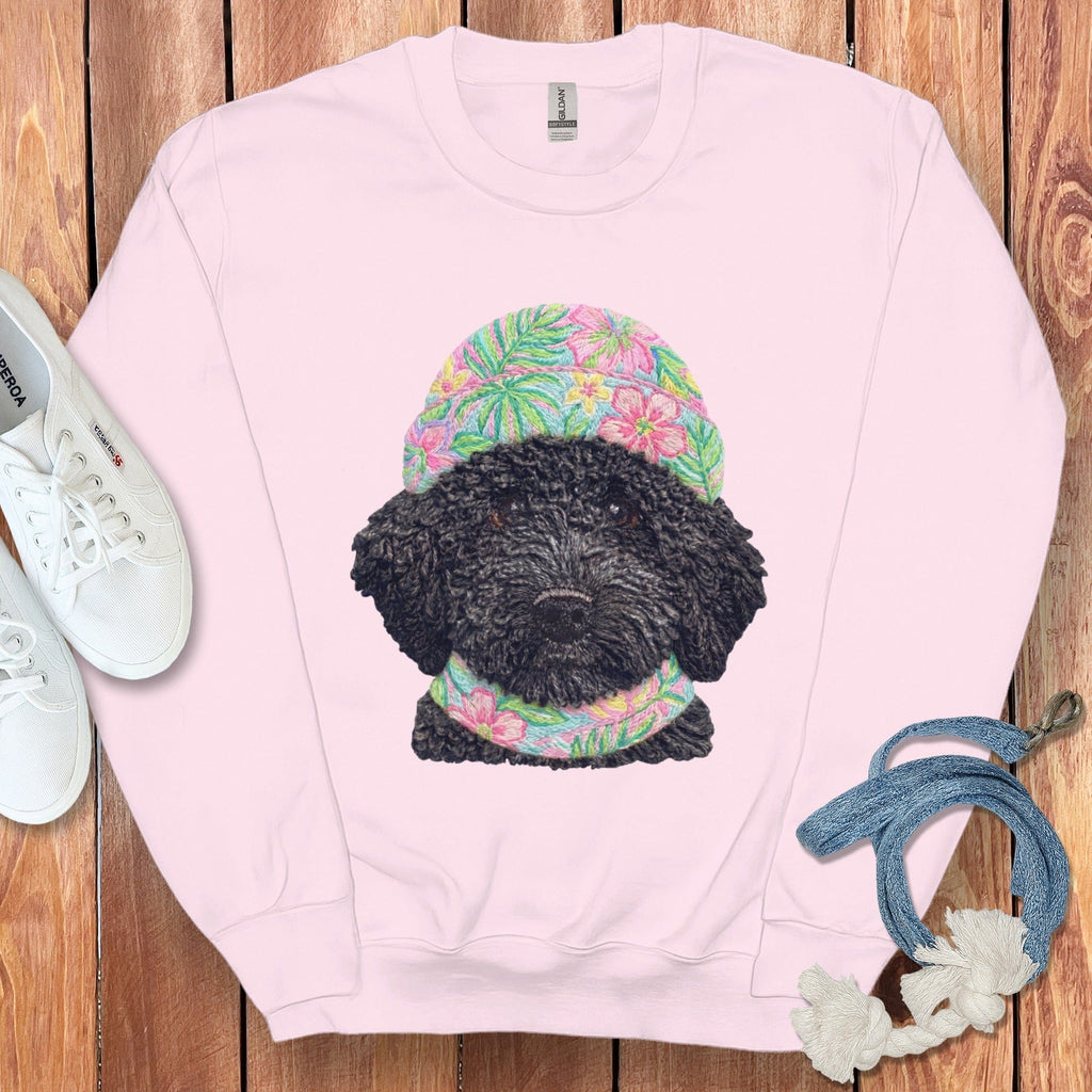 Floral Vibes Black Goldendoodle Sweatshirt in Light Pink / S by Puppy Jo