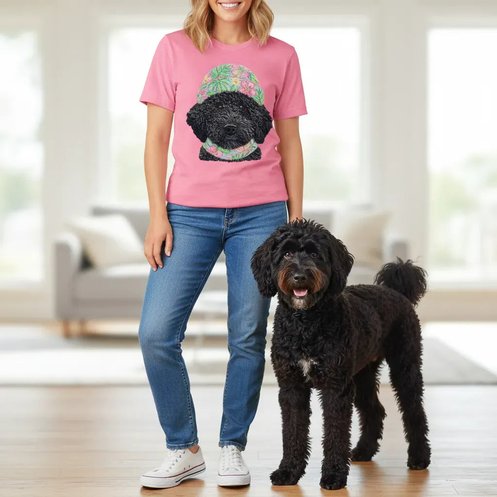 Floral Vibes Black Goldendoodle T-Shirt in by Puppy Jo