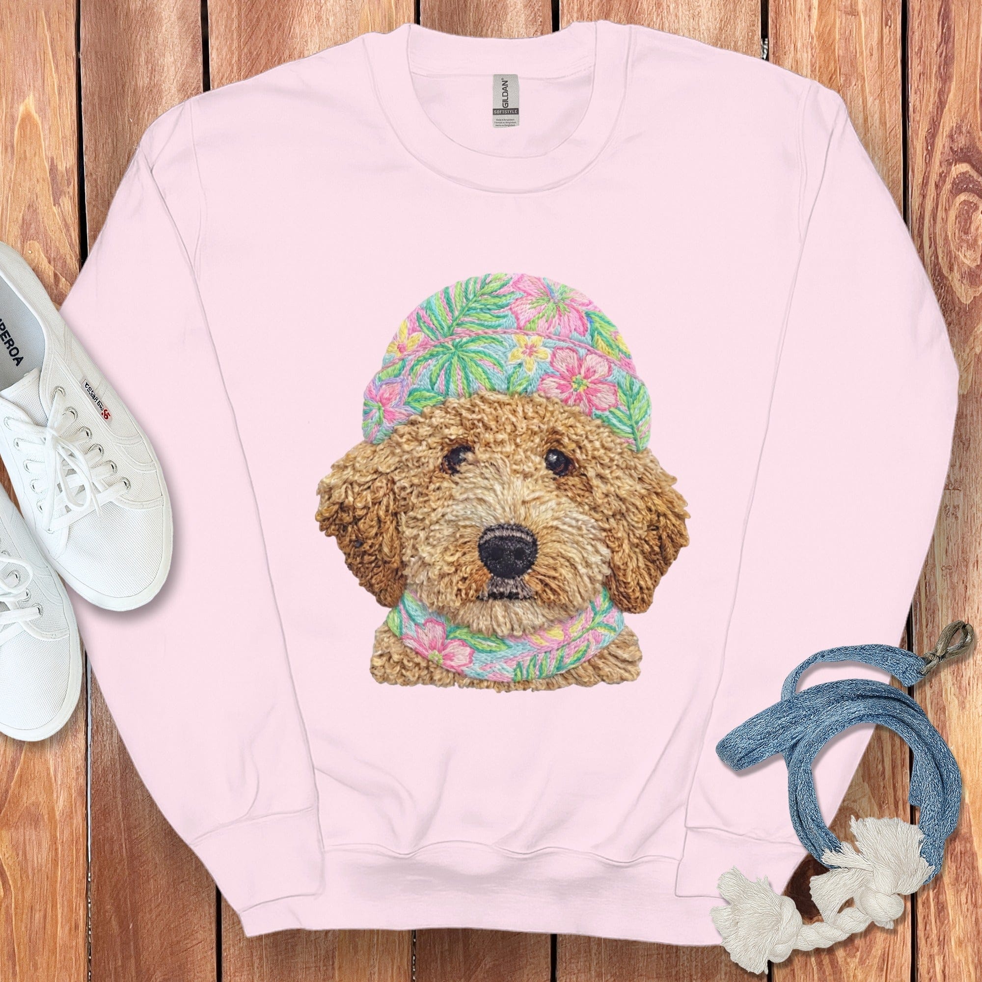 Floral Vibes Cavapoo Sweatshirt in Light Pink / S by Puppy Jo