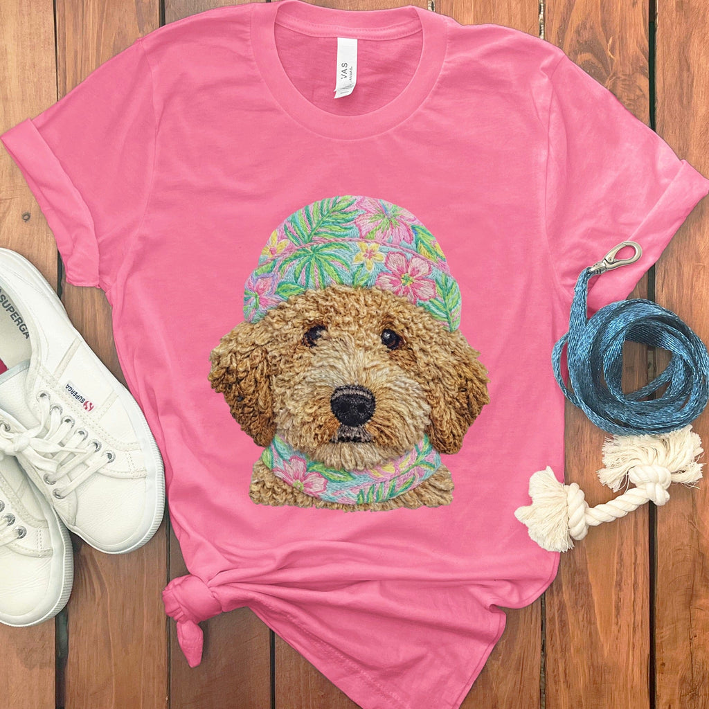 Floral Vibes Cavapoo T-Shirt in Charity Pink / S by Puppy Jo
