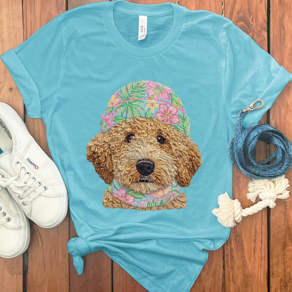 Floral Vibes Cavapoo T-Shirt in Turquoise / S by Puppy Jo